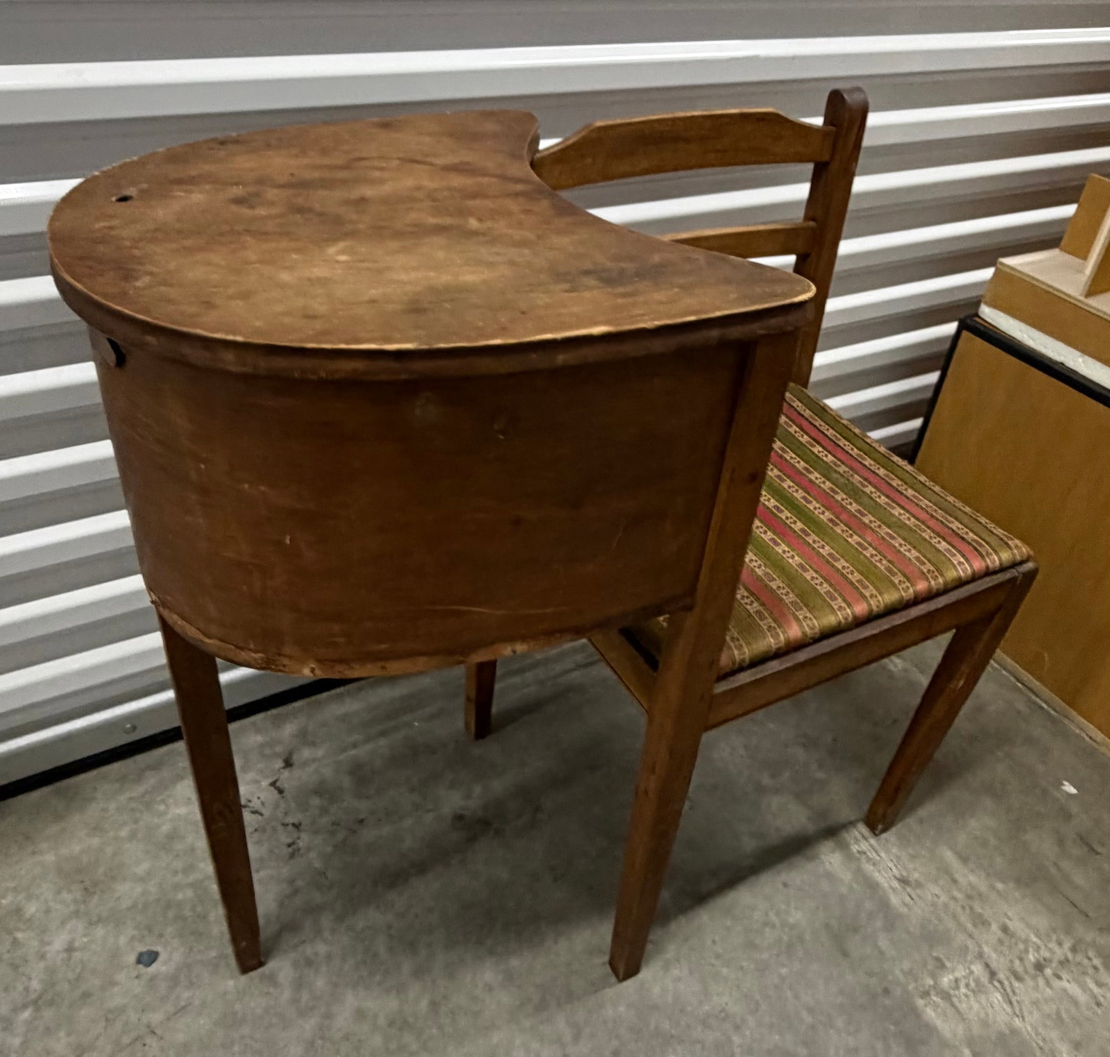 Antique Wooden Telephone Table with Attached Chair - 7