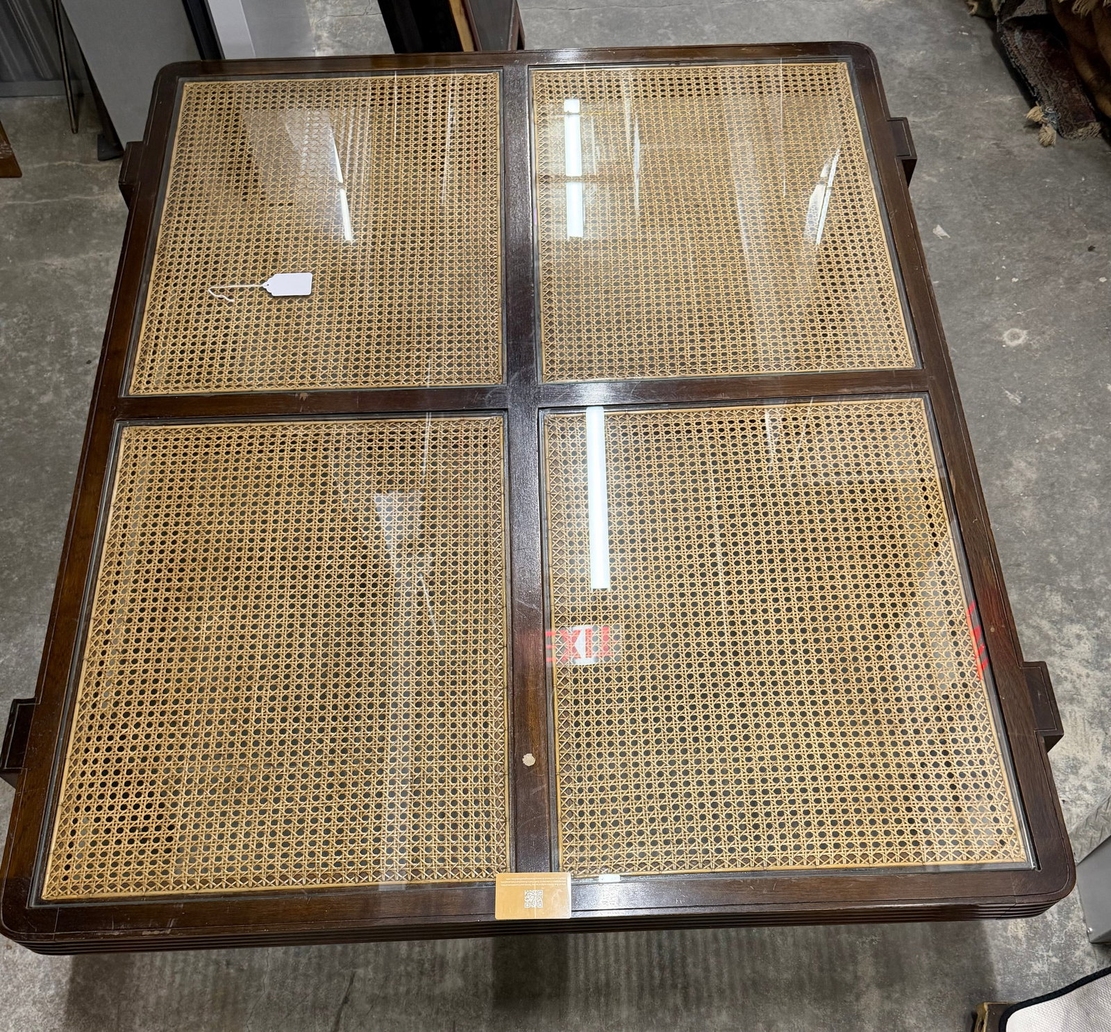 Arthur Umanoff Style Cane and Wood Coffee Table - 3