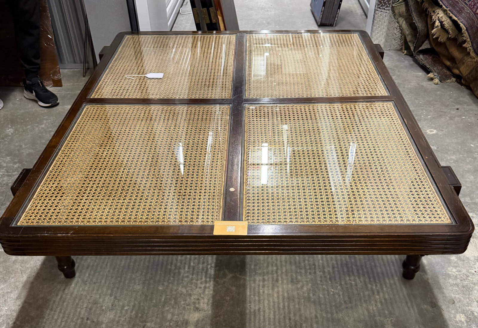 Arthur Umanoff Style Cane and Wood Coffee Table - 4
