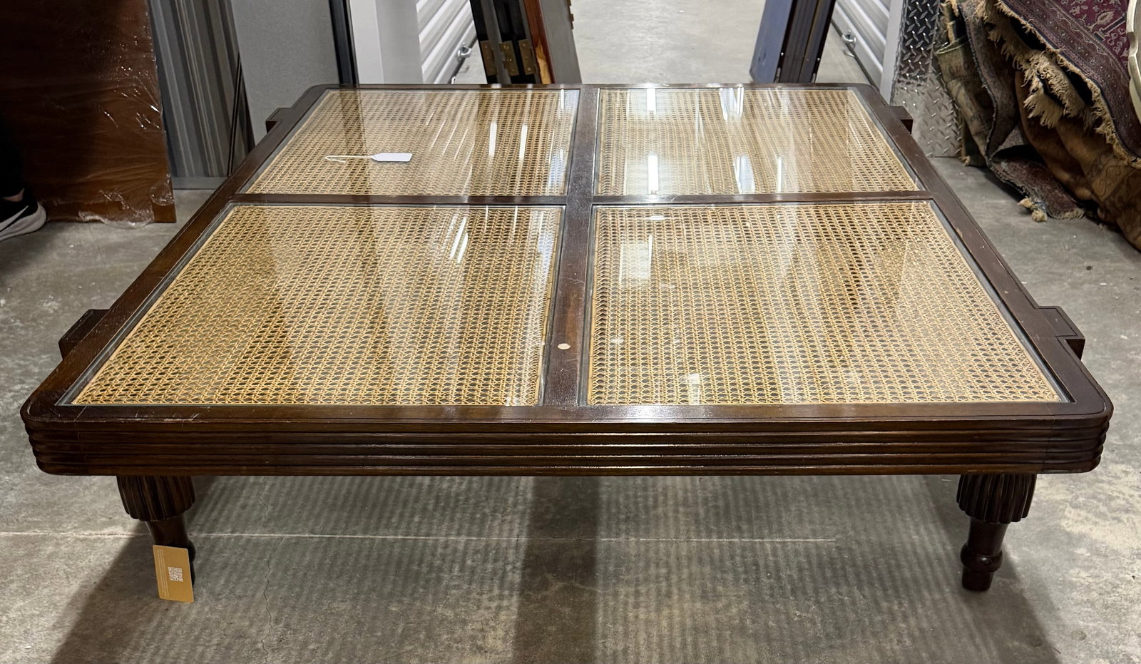 Arthur Umanoff Style Cane and Wood Coffee Table - 5