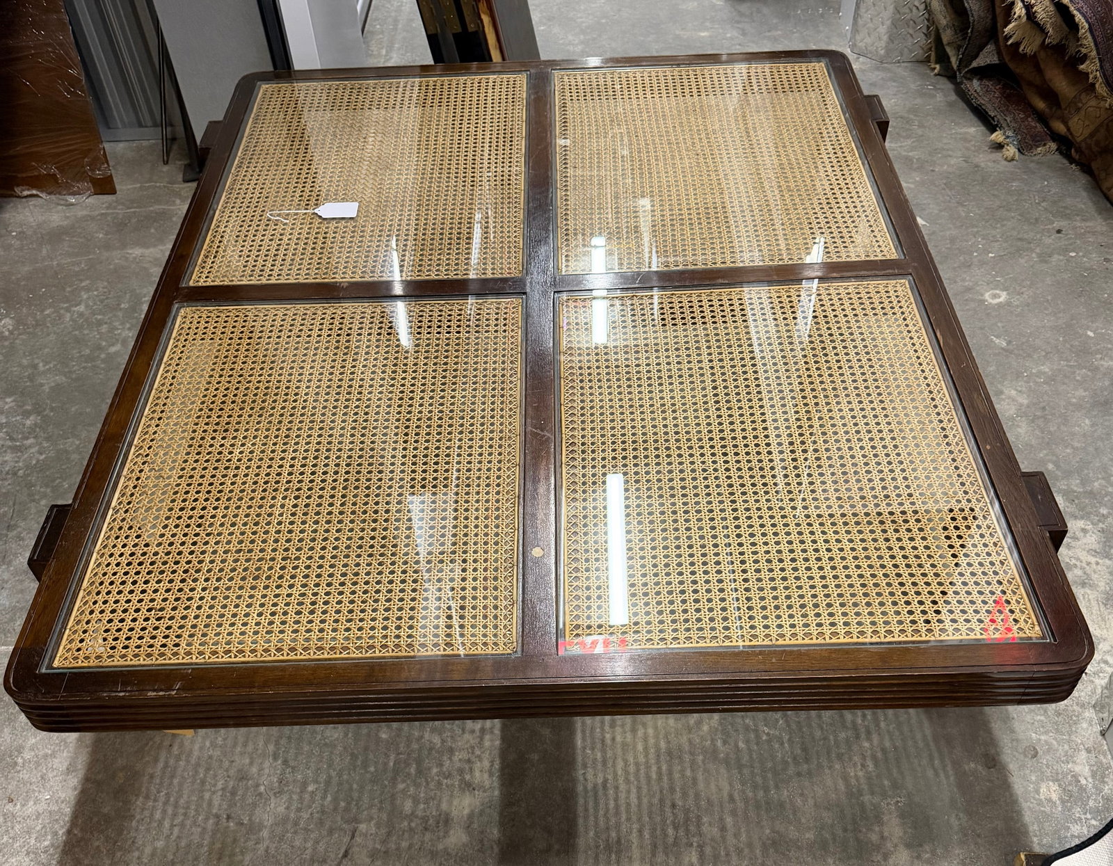 Arthur Umanoff Style Cane and Wood Coffee Table - 6