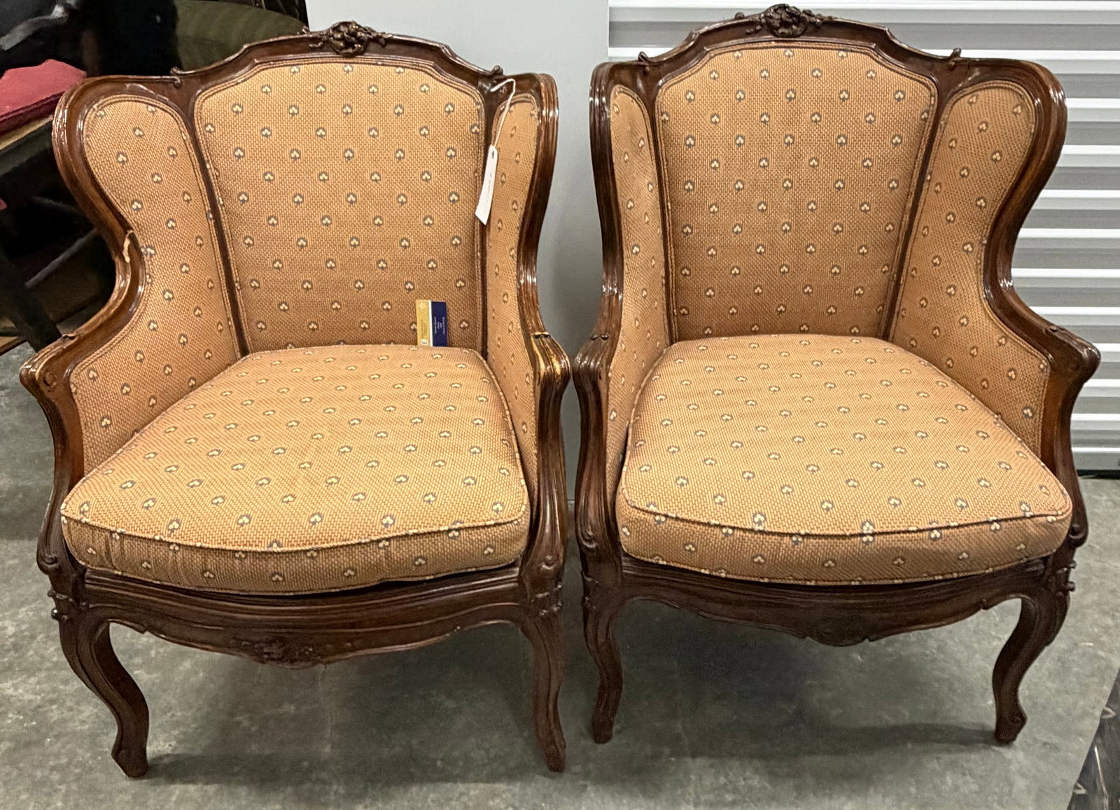 Pair of French Provincial Wingback Armchairs - 10