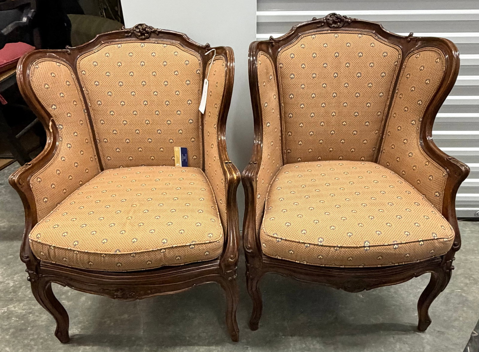 Pair of French Provincial Wingback Armchairs - 2