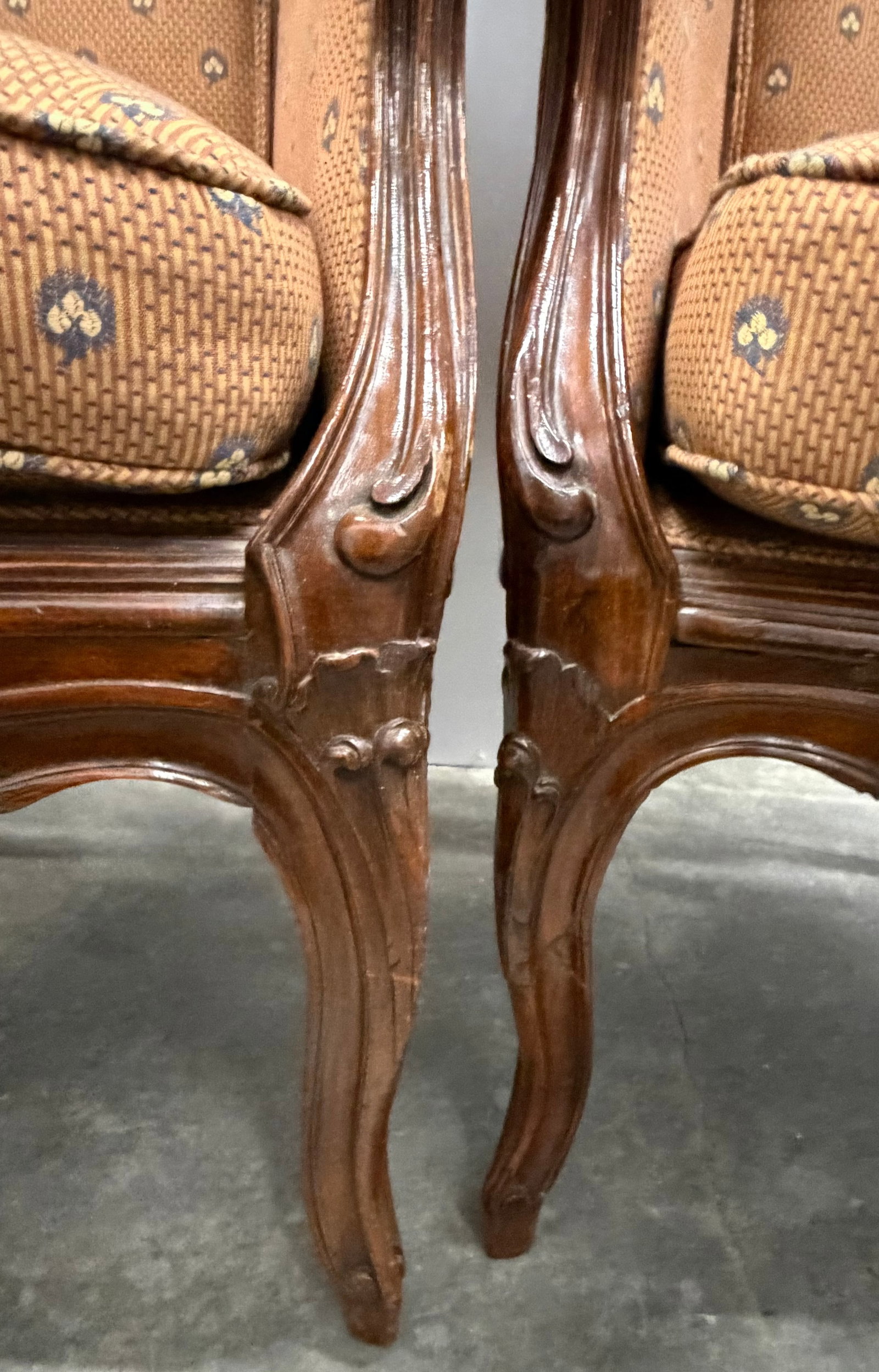 Pair of French Provincial Wingback Armchairs - 5