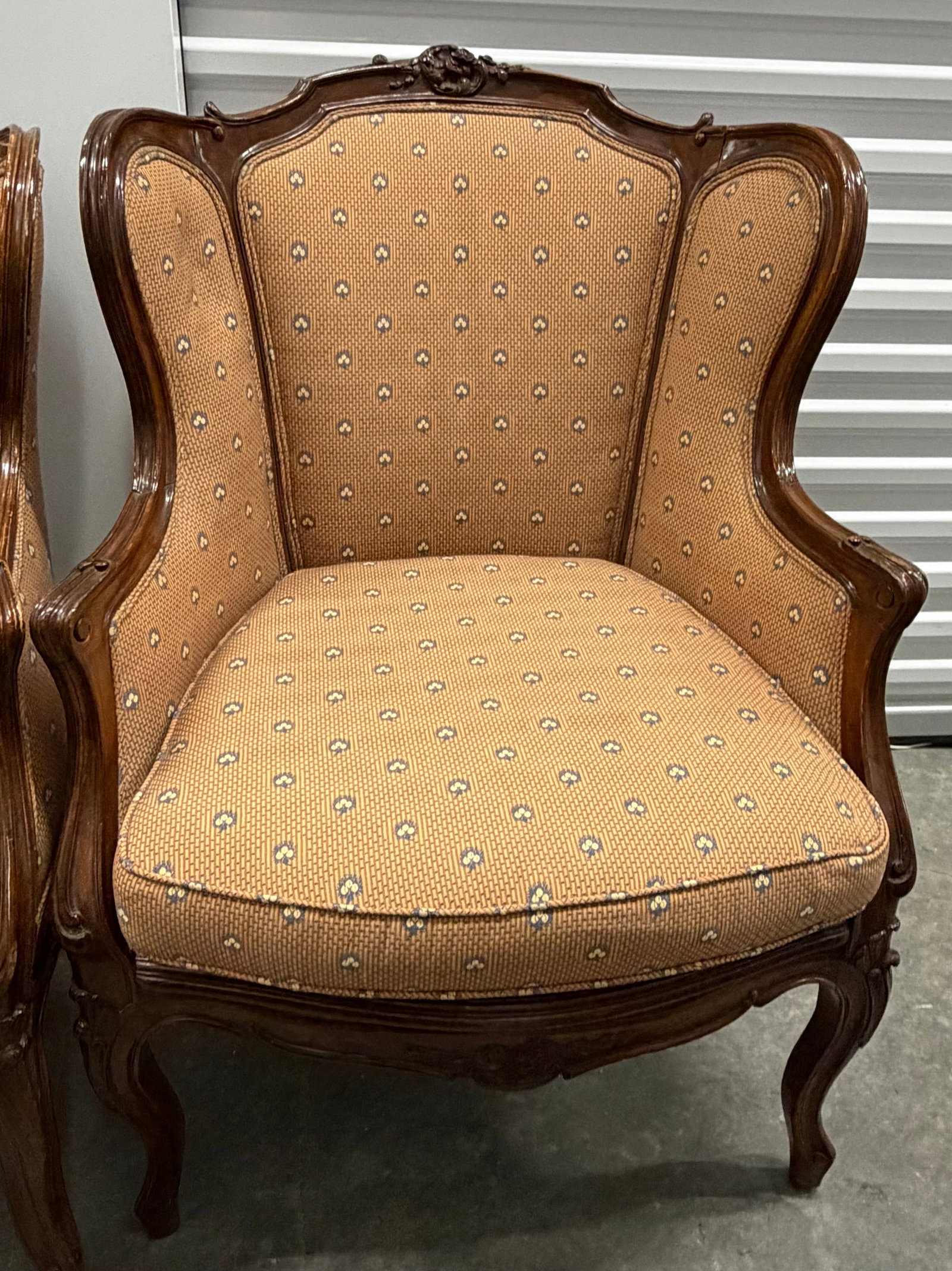 Pair of French Provincial Wingback Armchairs - 9