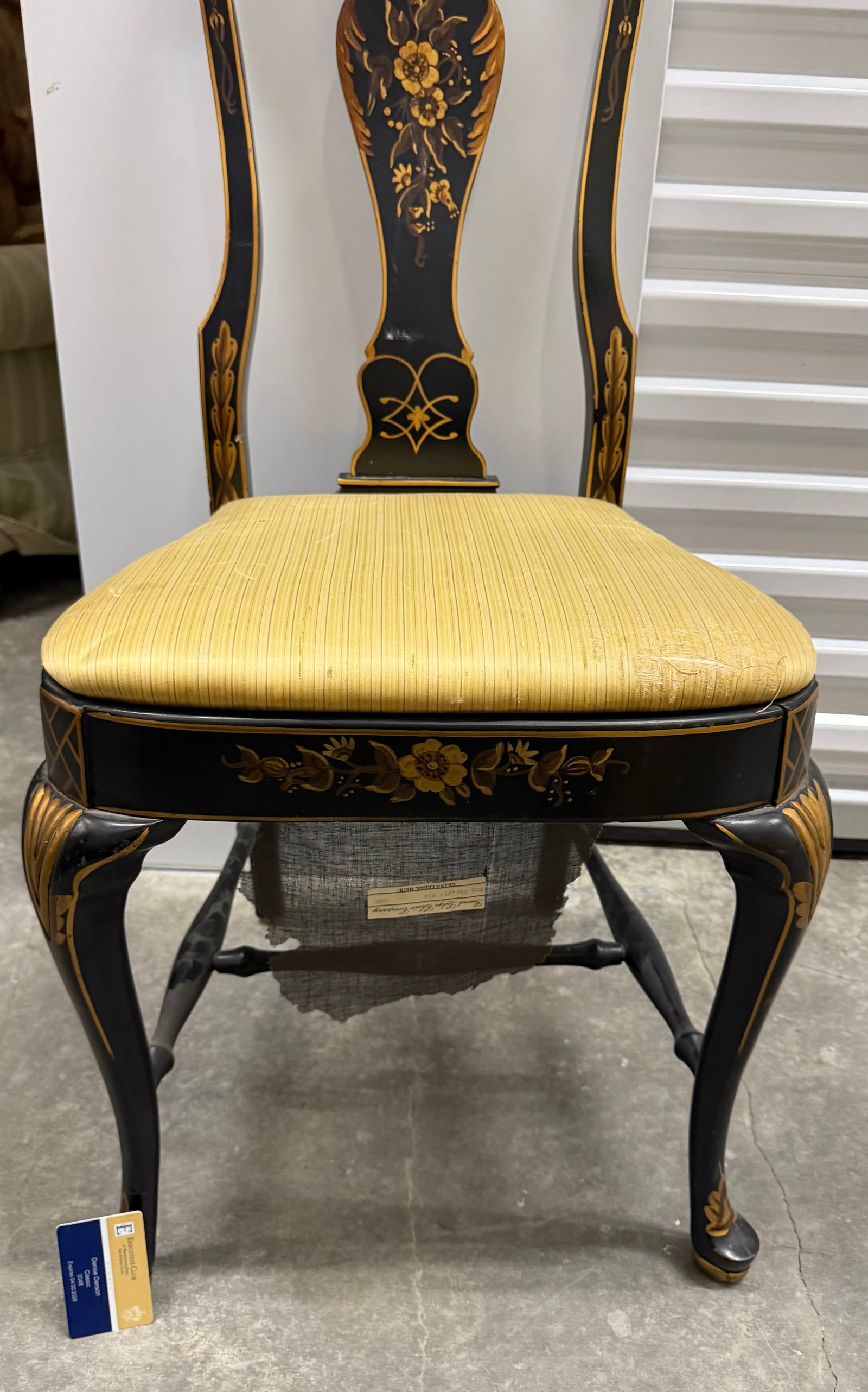 Grand Ledge Chair Company Black and Gilt Chinoiserie Style Side Chair - 3
