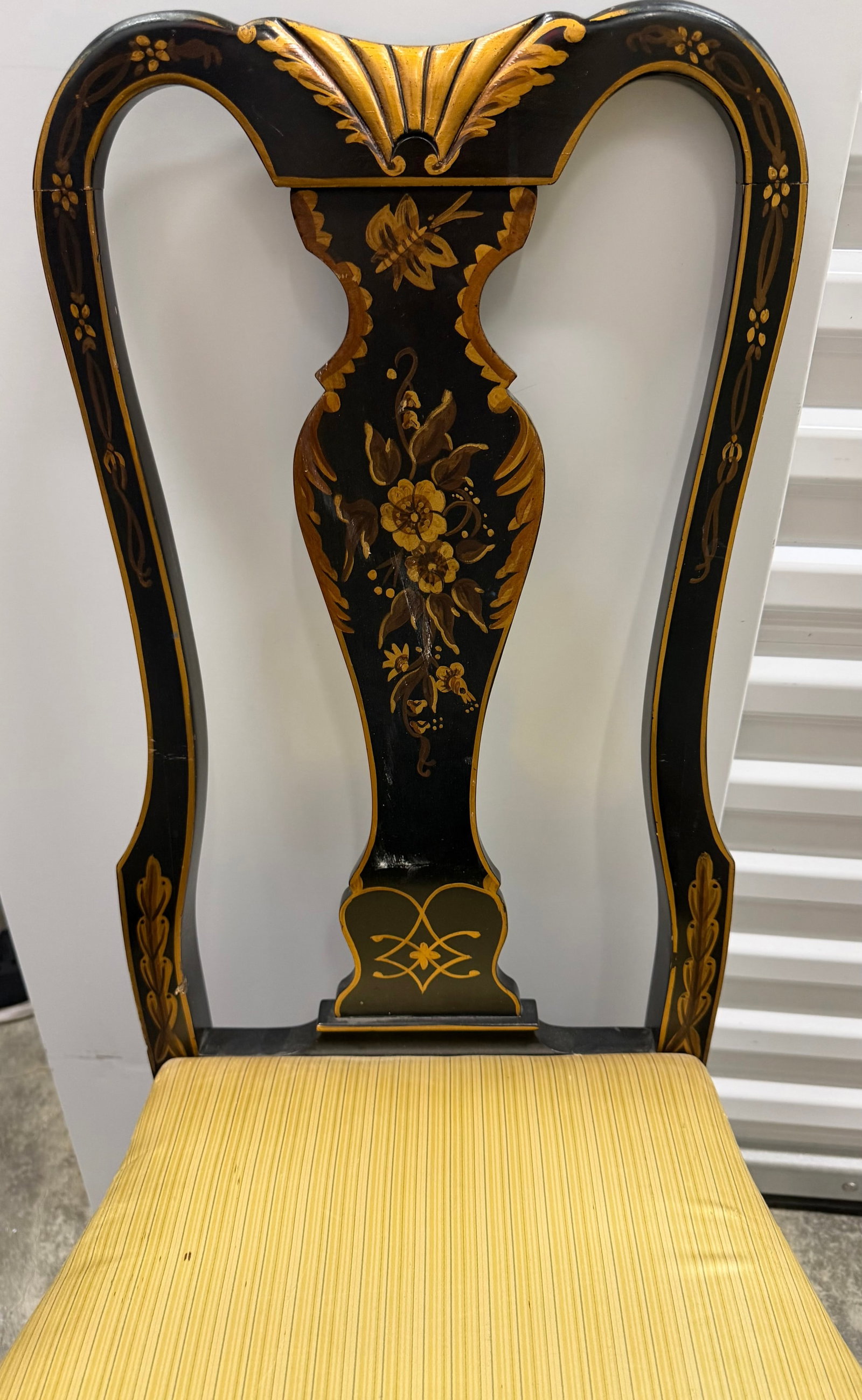Grand Ledge Chair Company Black and Gilt Chinoiserie Style Side Chair - 4