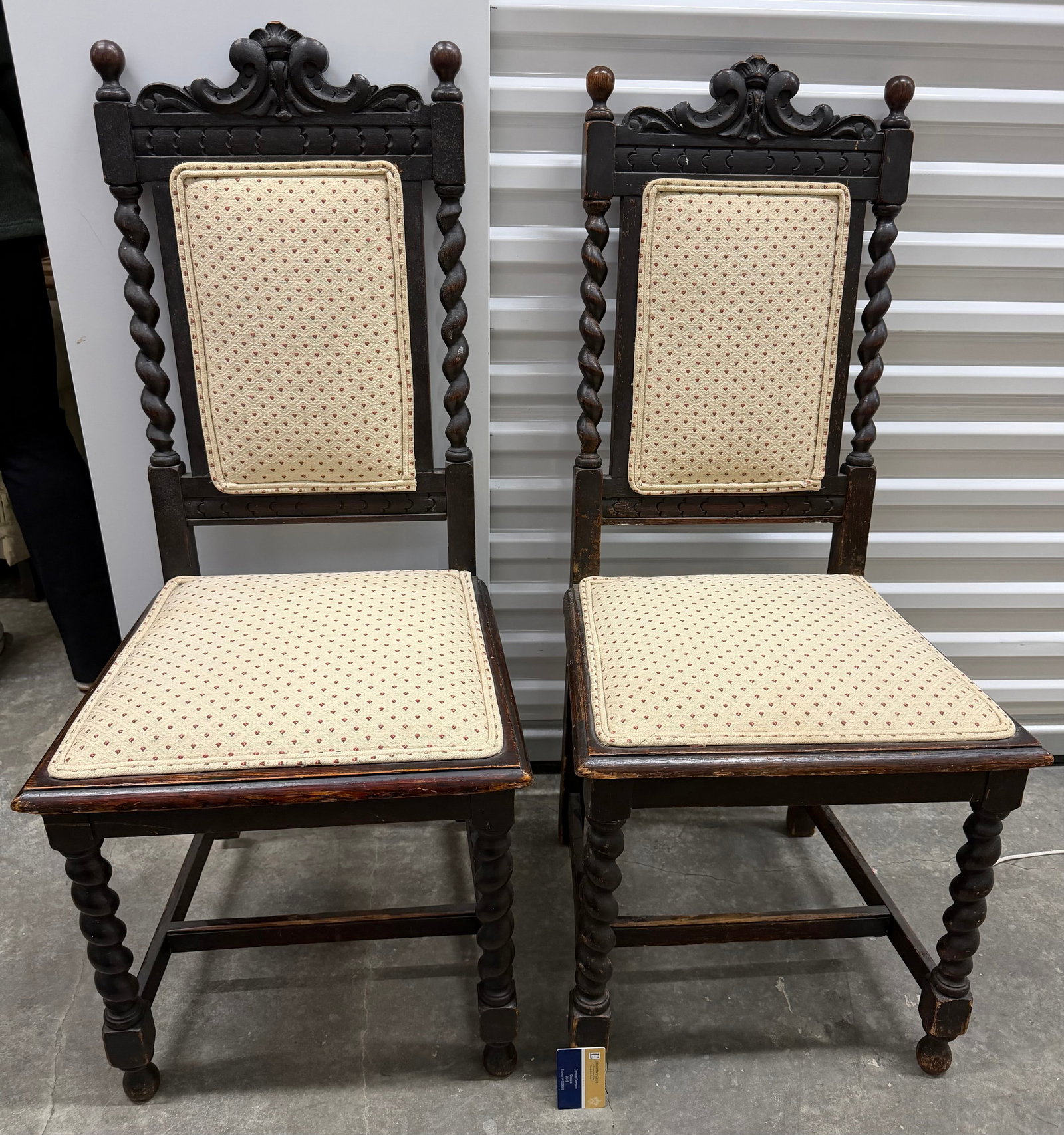 Pair of Late 19th Century Carved Oak Barley Twist Dining Chairs - 2