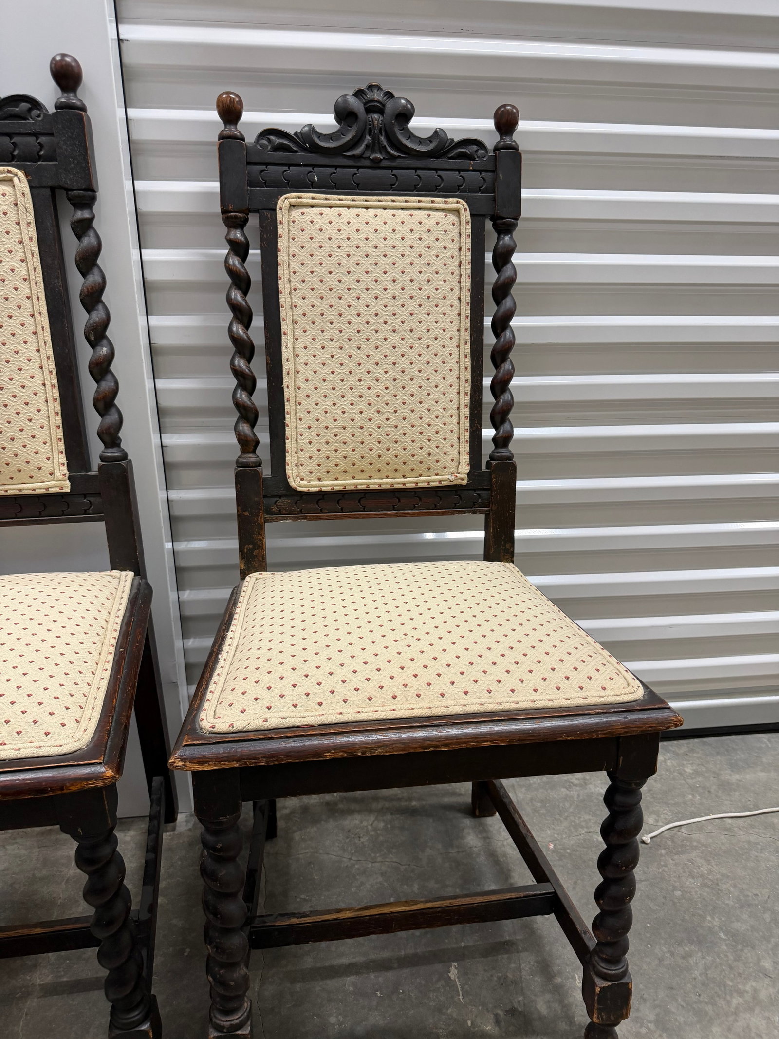 Pair of Late 19th Century Carved Oak Barley Twist Dining Chairs - 5