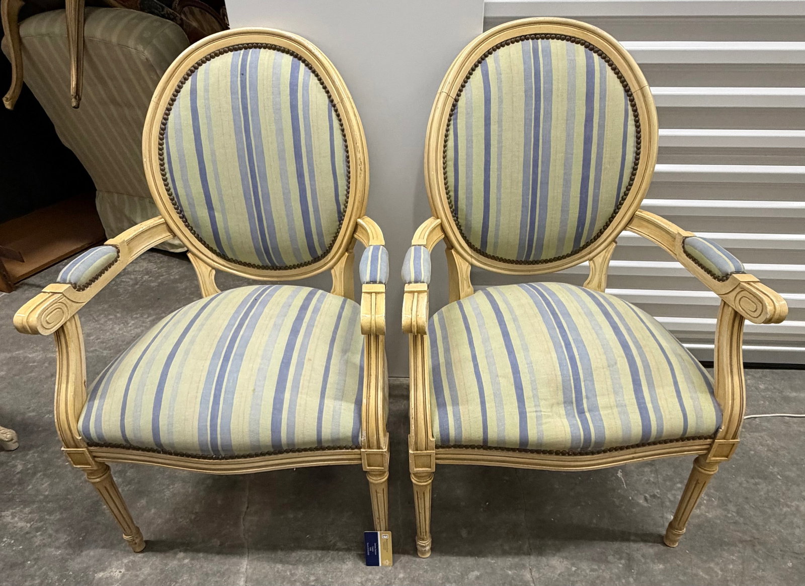 Pair of Louis XVI Style Painted Fauteuils - 2