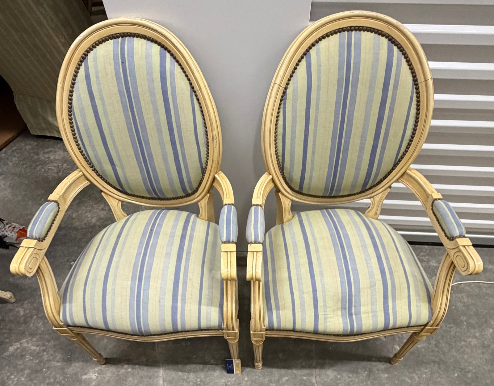 Pair of Louis XVI Style Painted Fauteuils - 4