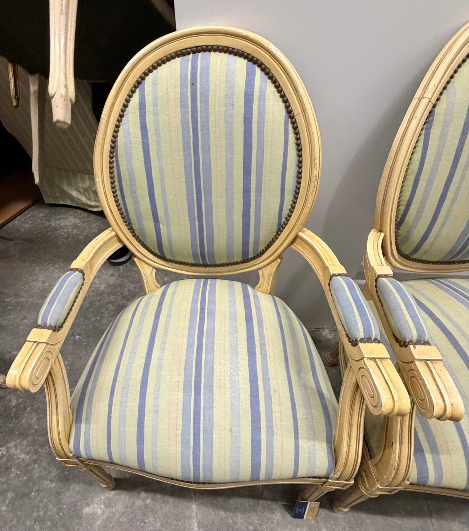 Pair of Louis XVI Style Painted Fauteuils - 6
