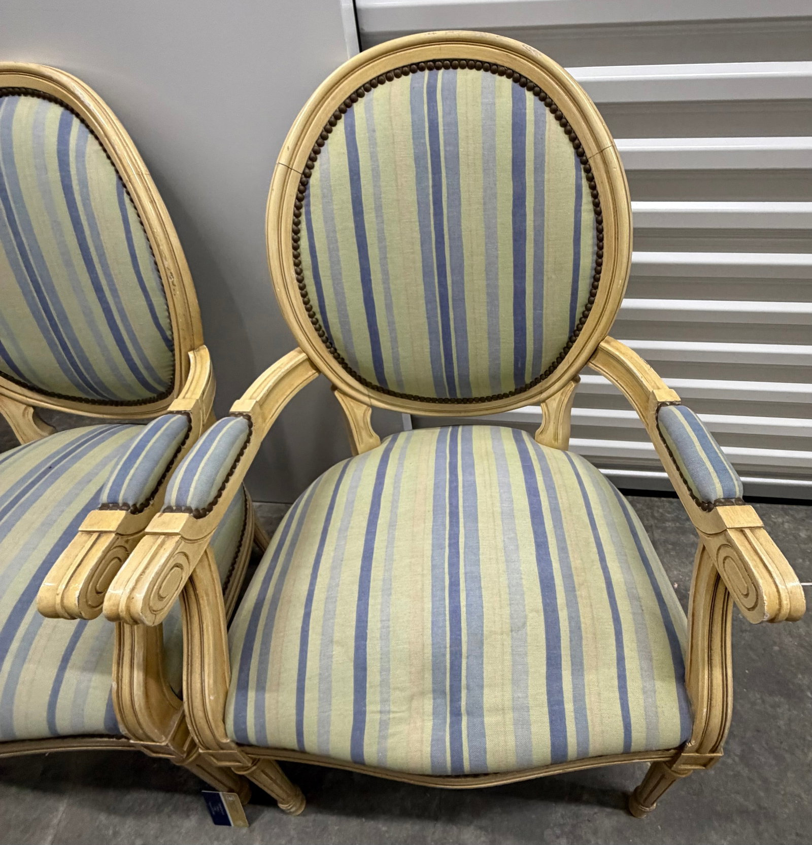 Pair of Louis XVI Style Painted Fauteuils - 7