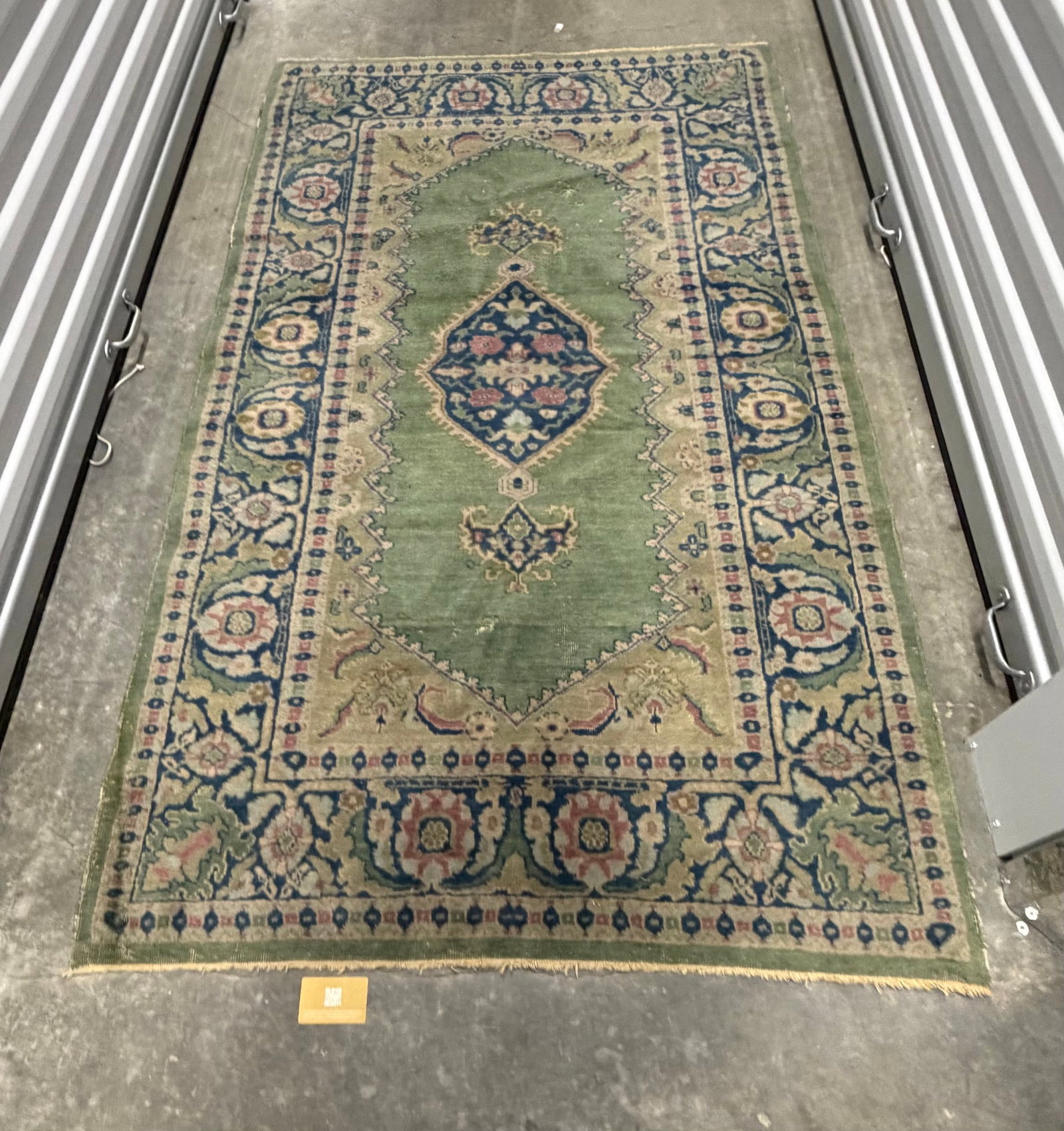 Antique Oushak Green and Blue Medallion Rug - 2