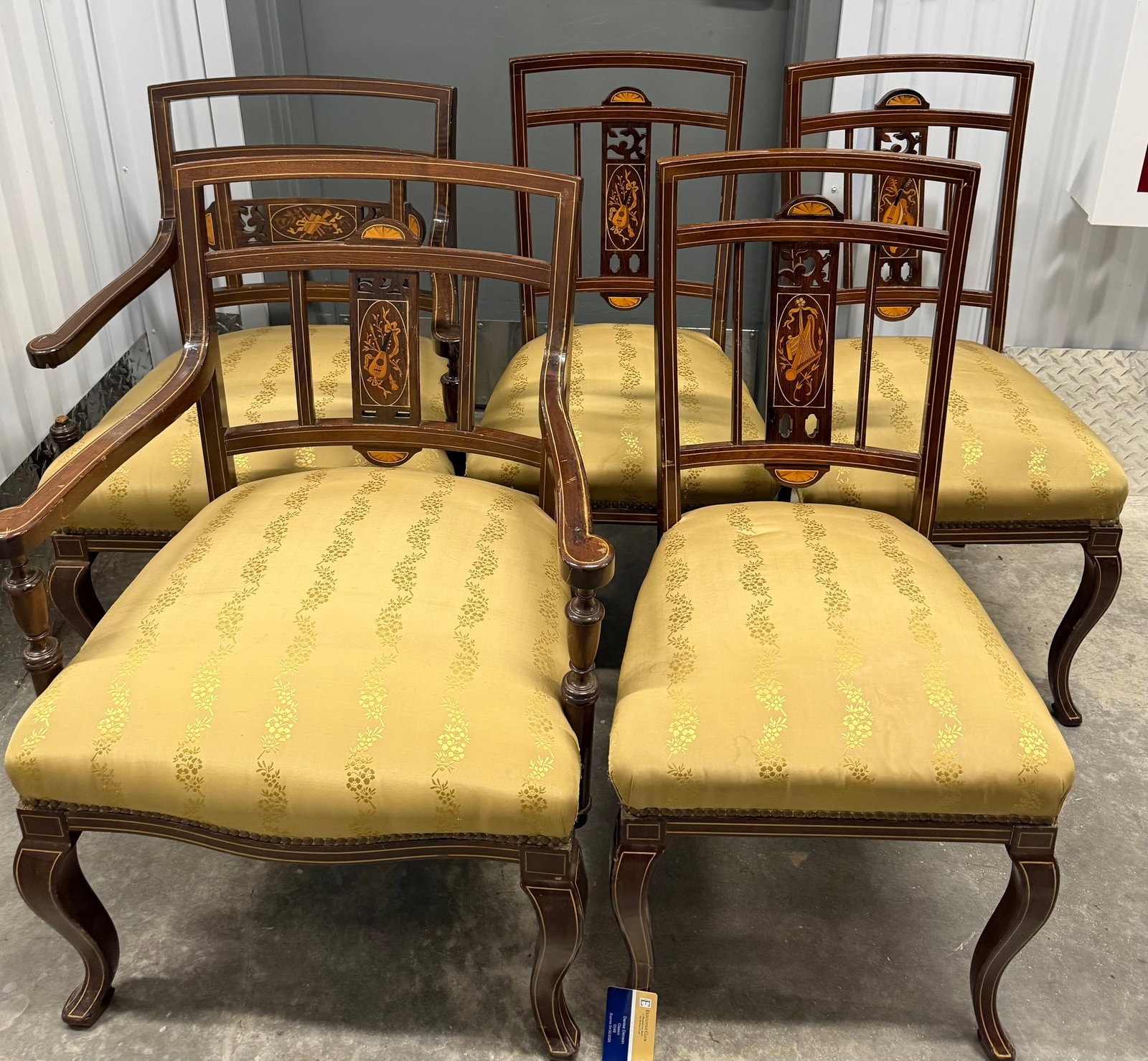 Set of Six Hepplewhite Style Inlaid Mahogany Dining Chairs - 2