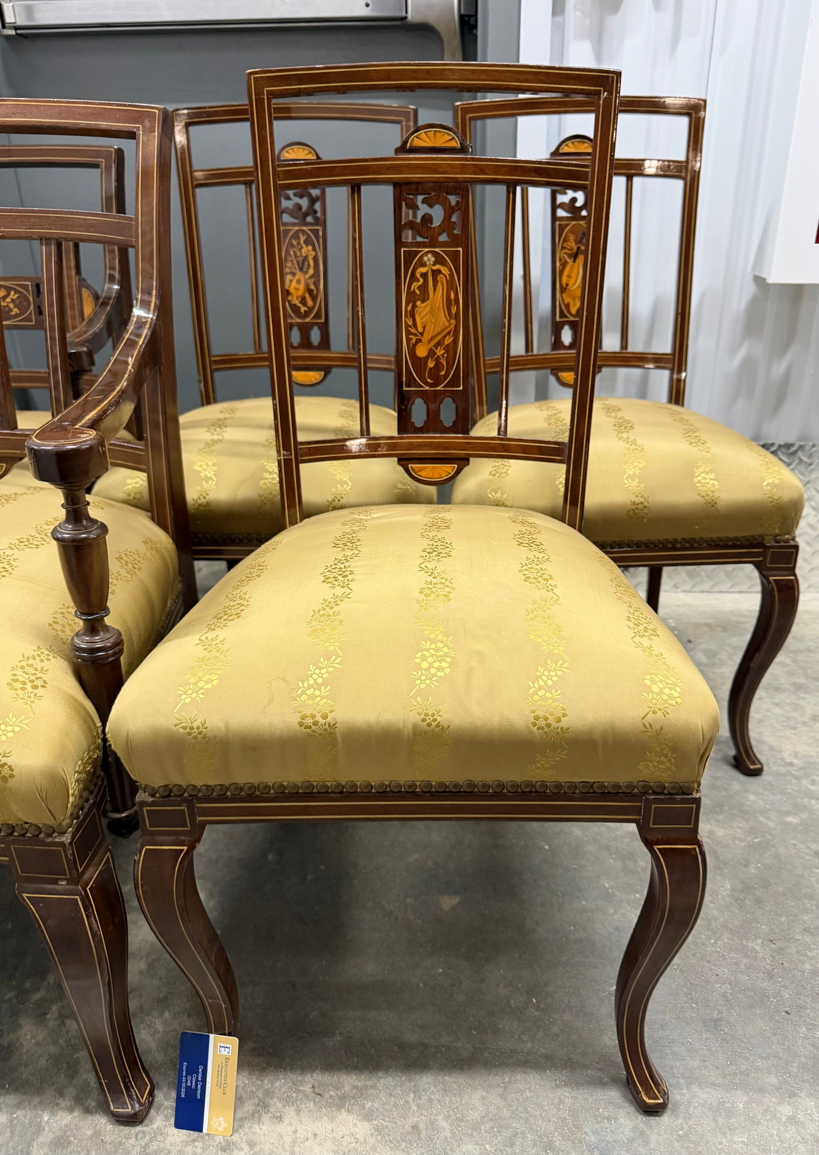 Set of Six Hepplewhite Style Inlaid Mahogany Dining Chairs - 3