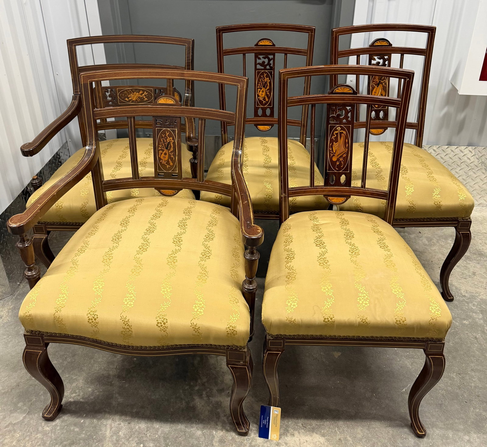 Set of Six Hepplewhite Style Inlaid Mahogany Dining Chairs - 4