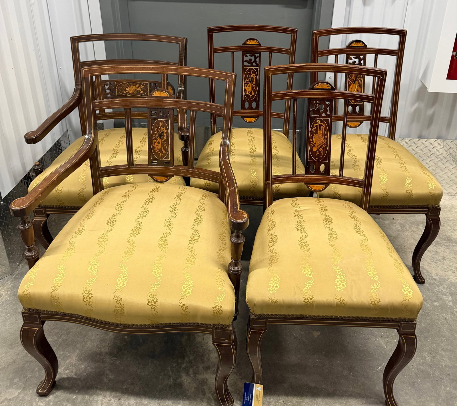 Set of Six Hepplewhite Style Inlaid Mahogany Dining Chairs - 5