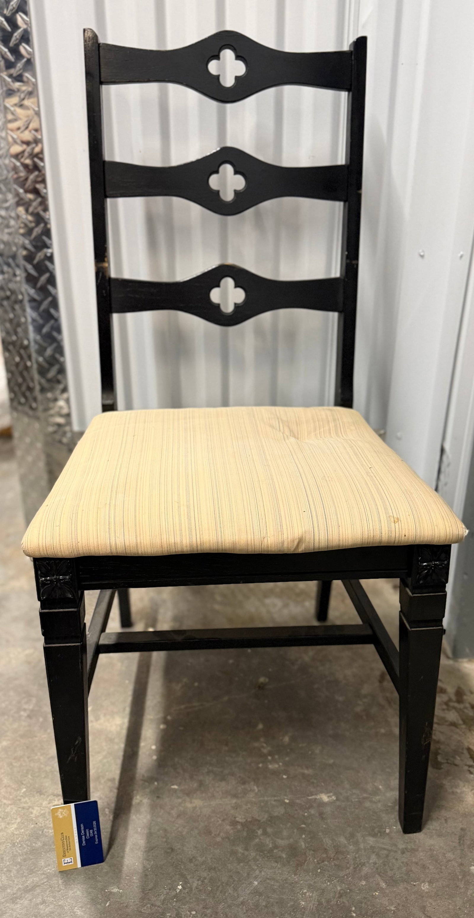 Gothic Revival Style Black Painted Side Chair - 2