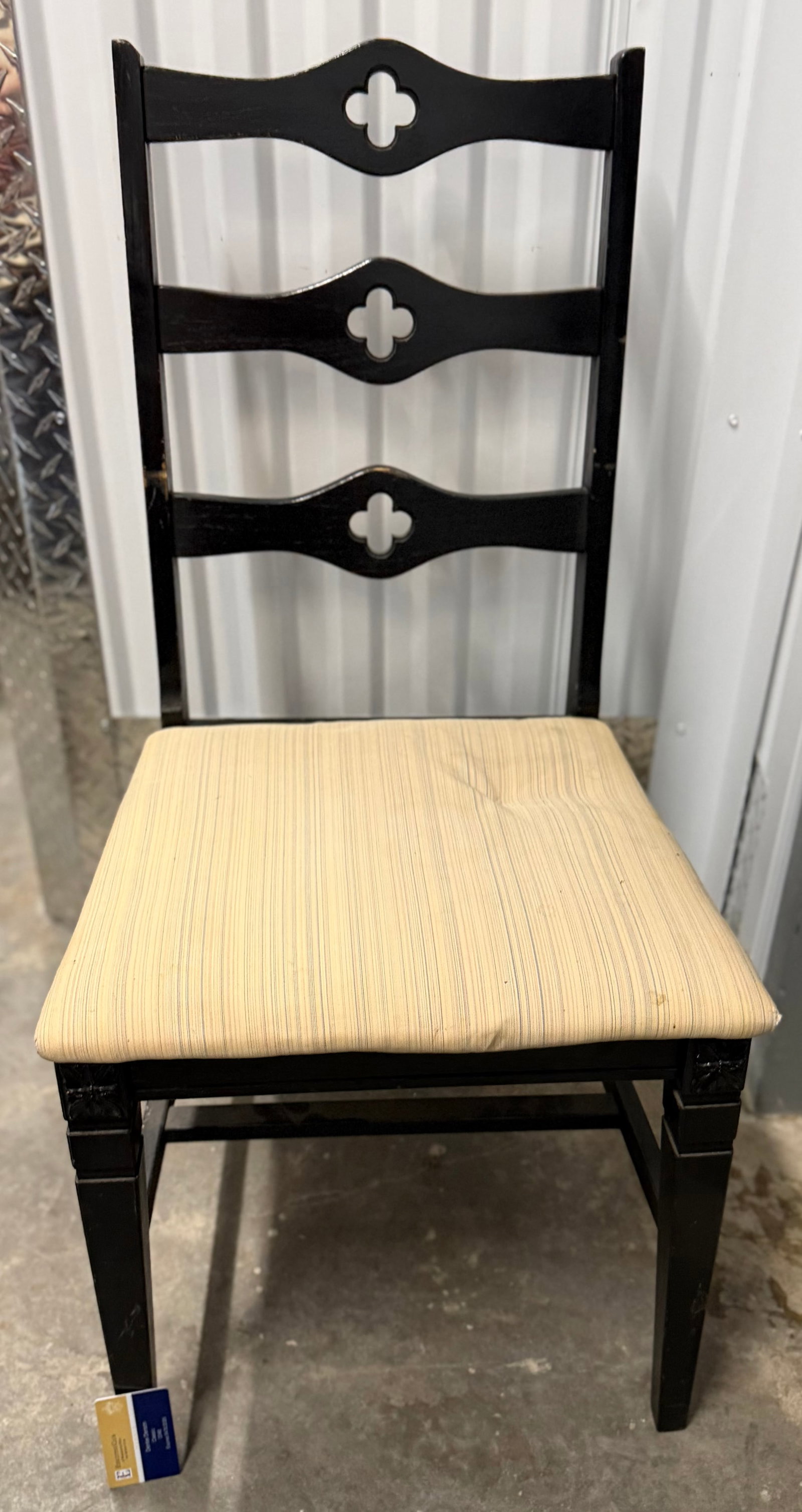 Gothic Revival Style Black Painted Side Chair - 4