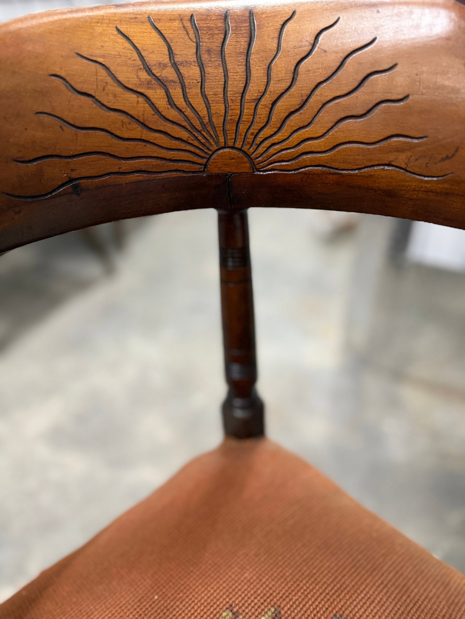 Victorian Corner Chair with Rising Sun Motif - 2