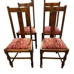 Set of Four Arts and Crafts Oak Dining Chairs (1 of 5)
