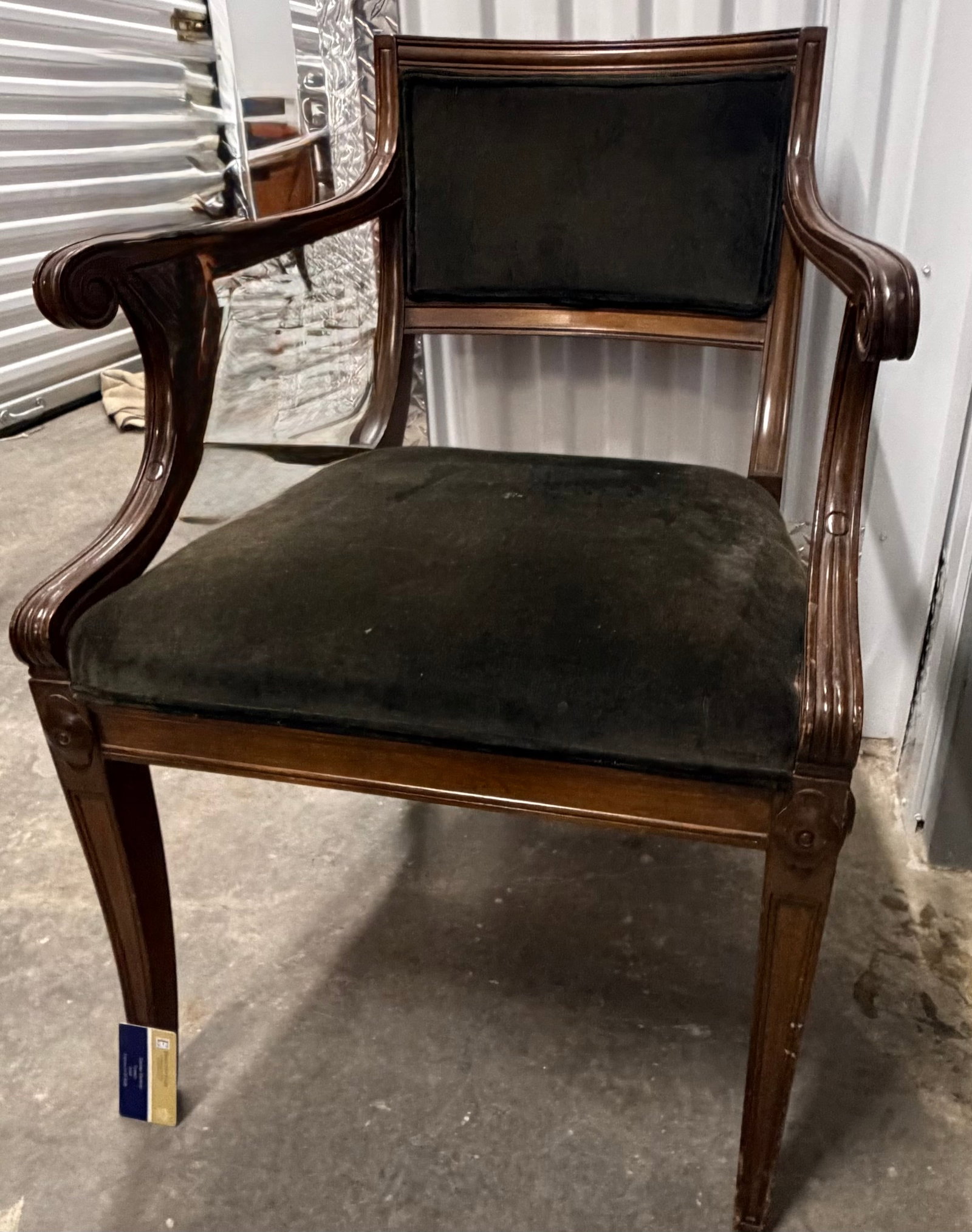 Regency Style Mahogany and Velour Armchair - 2