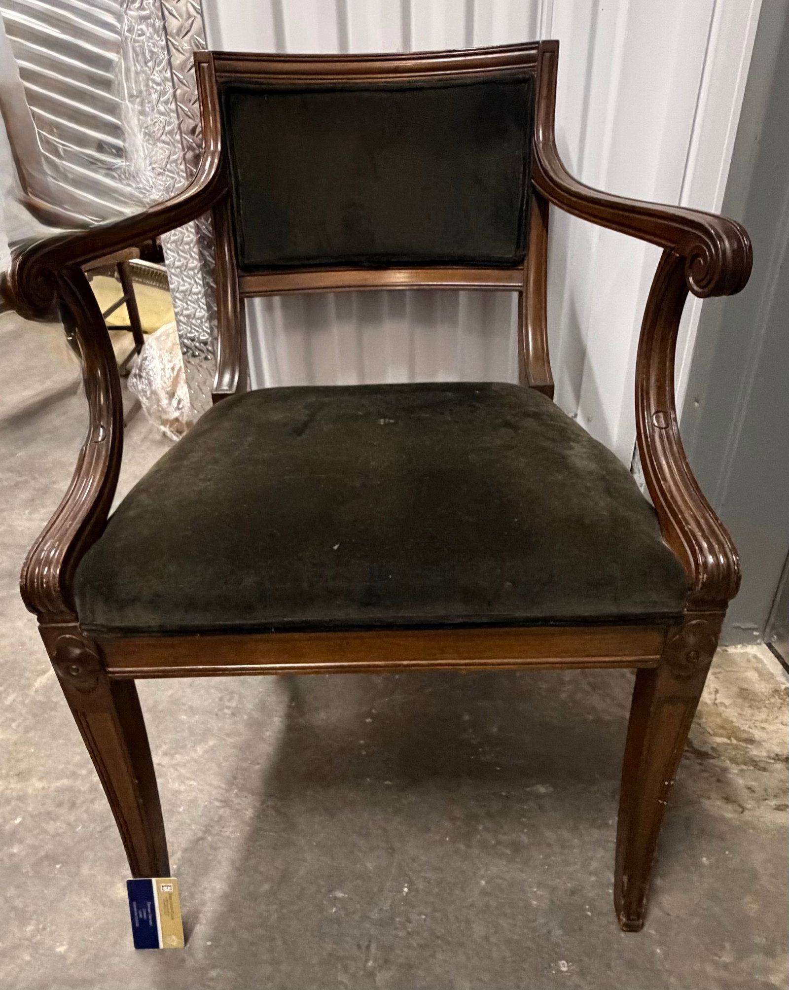 Regency Style Mahogany and Velour Armchair - 3