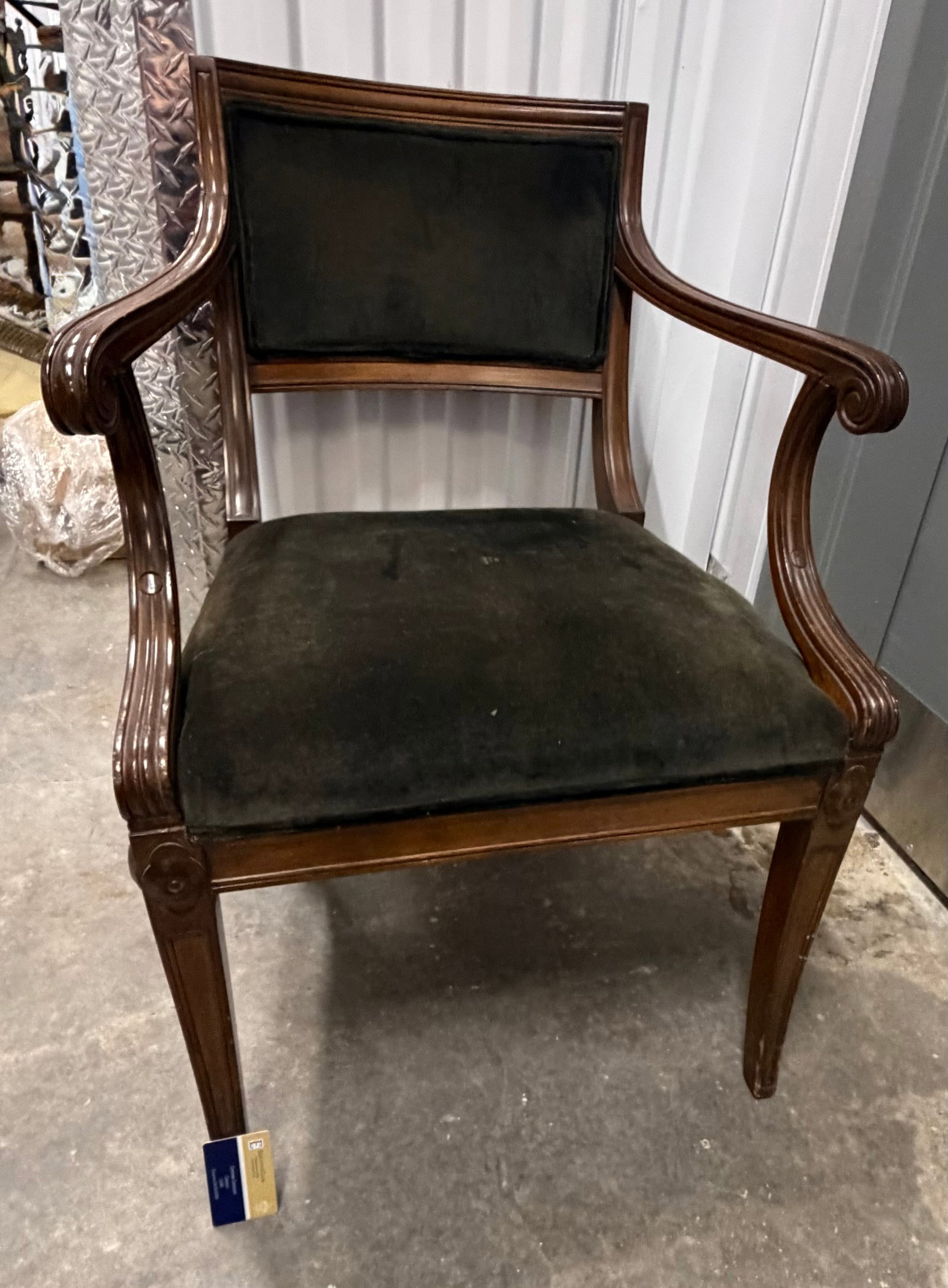 Regency Style Mahogany and Velour Armchair - 4