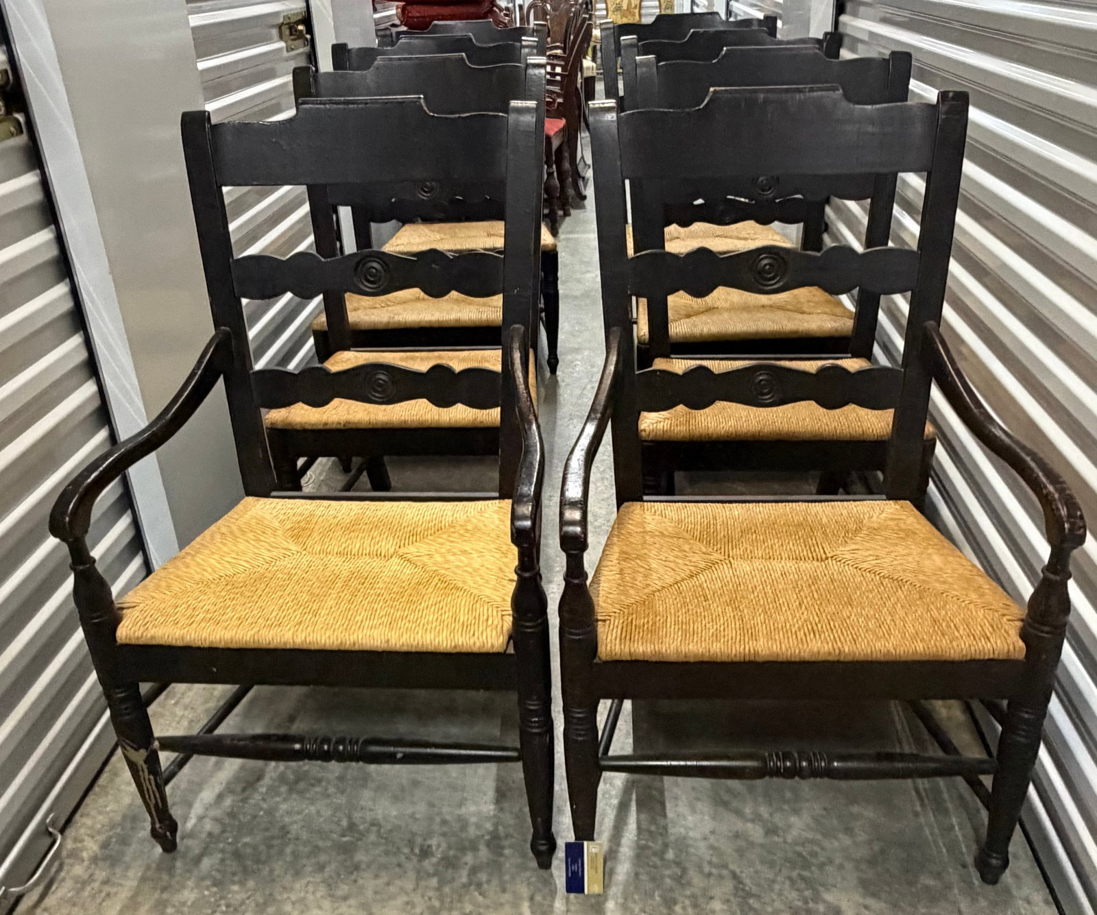 Set of Eight French Provincial Ladderback Armchairs - 2