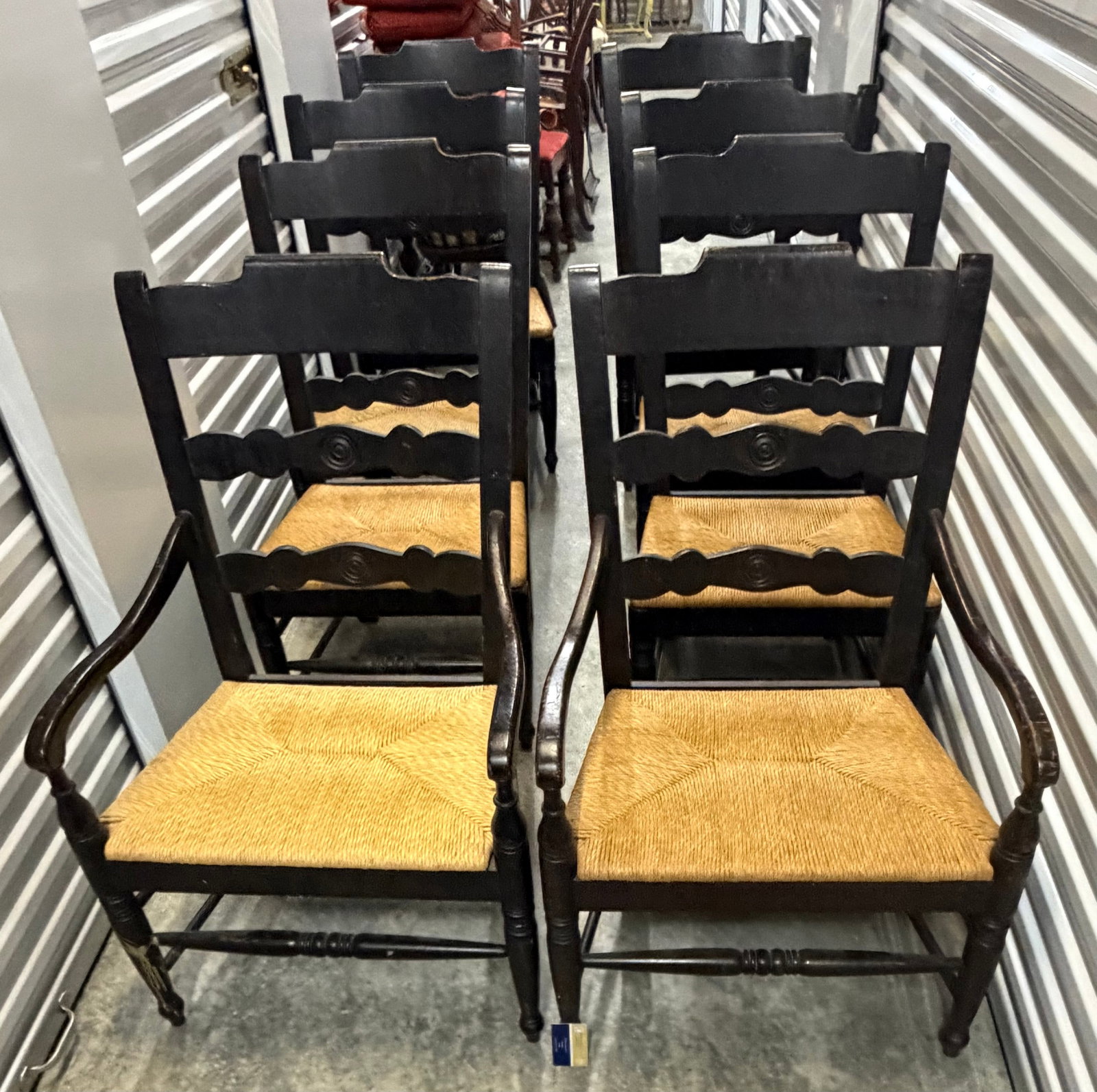 Set of Eight French Provincial Ladderback Armchairs - 3