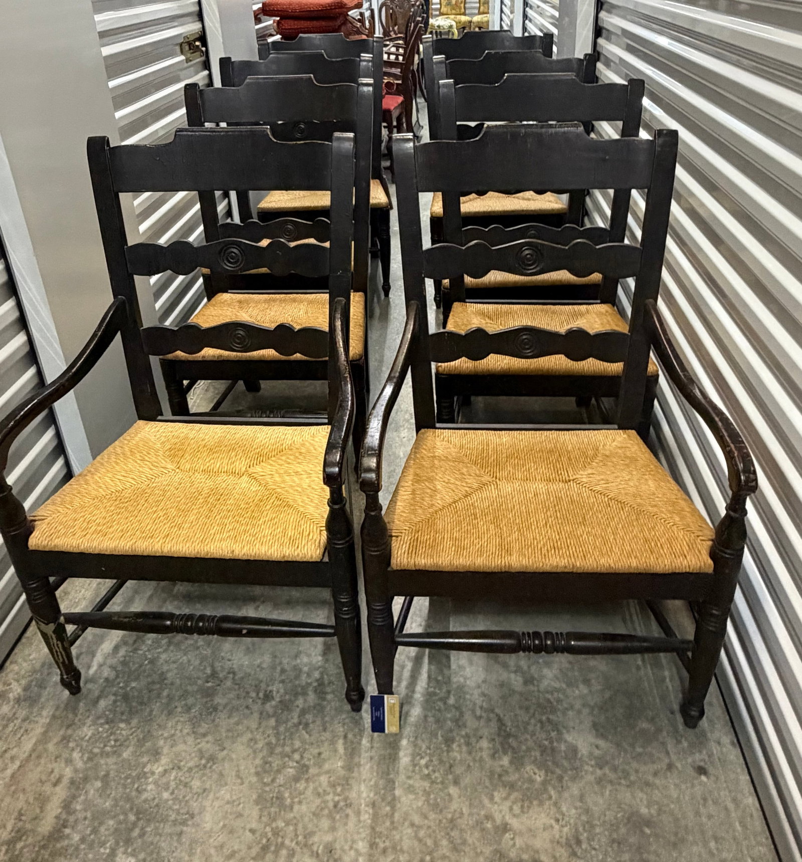 Set of Eight French Provincial Ladderback Armchairs - 4
