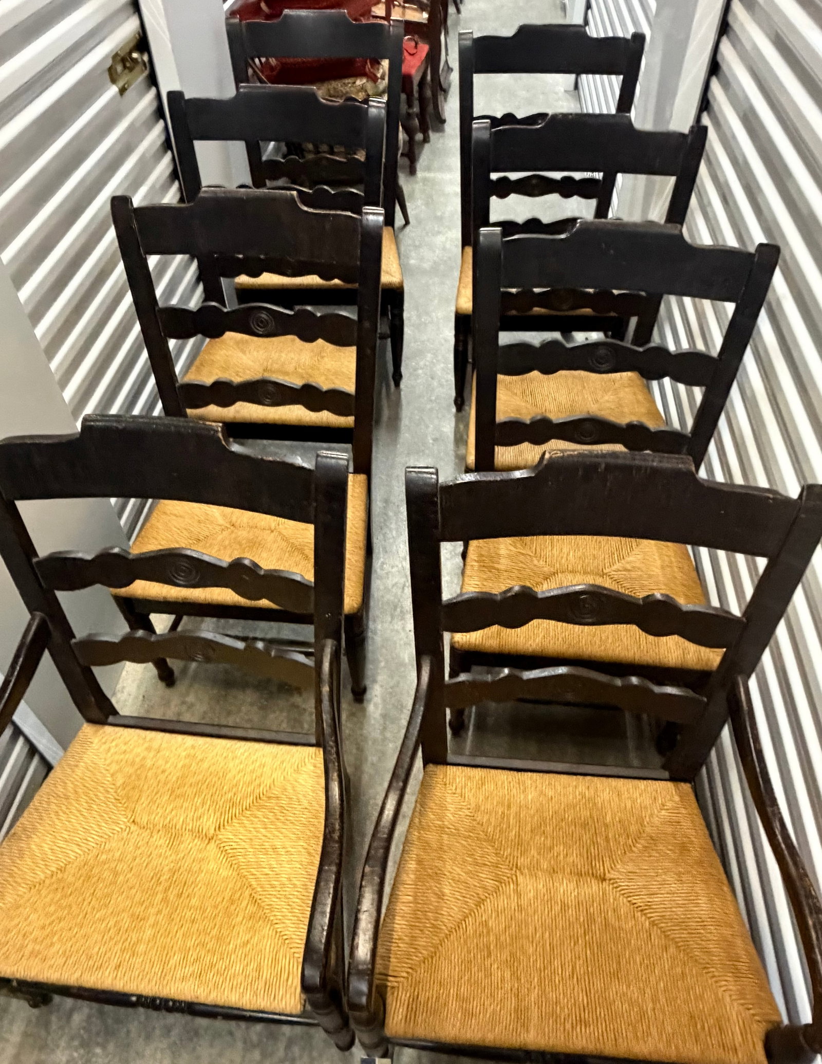 Set of Eight French Provincial Ladderback Armchairs - 6