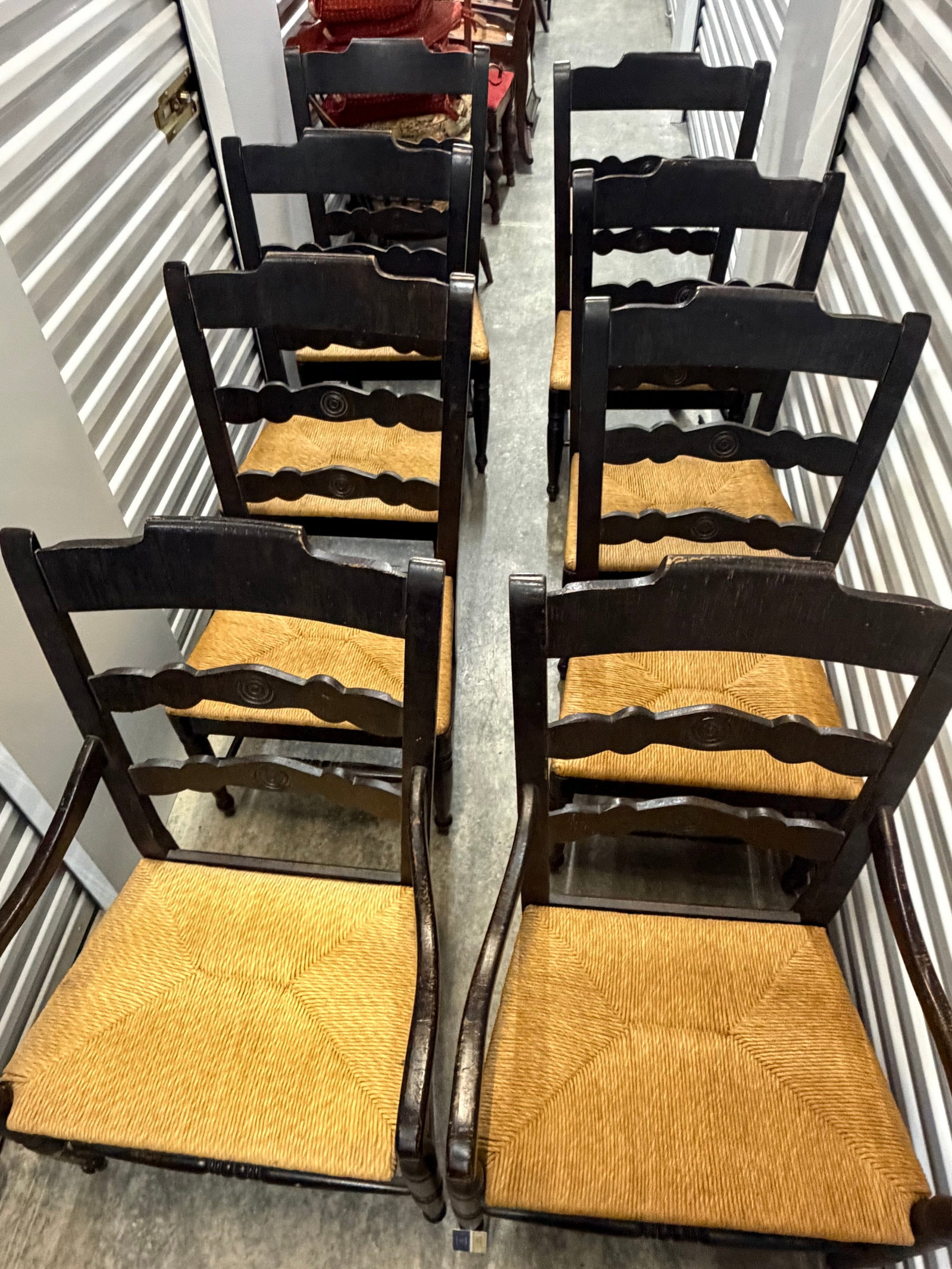 Set of Eight French Provincial Ladderback Armchairs - 7