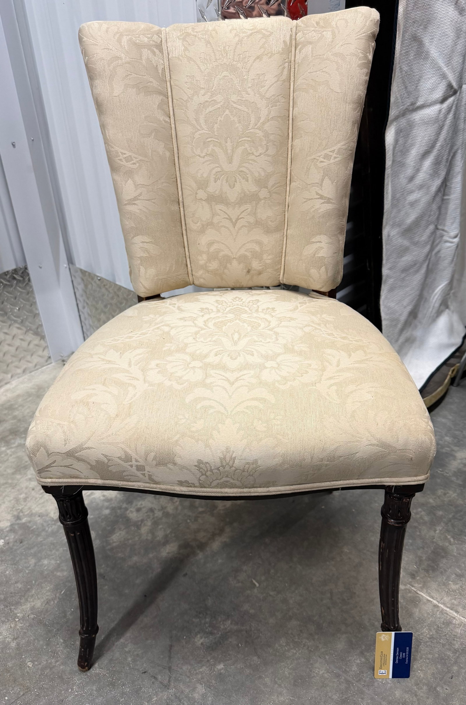 Cream Damask Upholstered Side Chair - 2