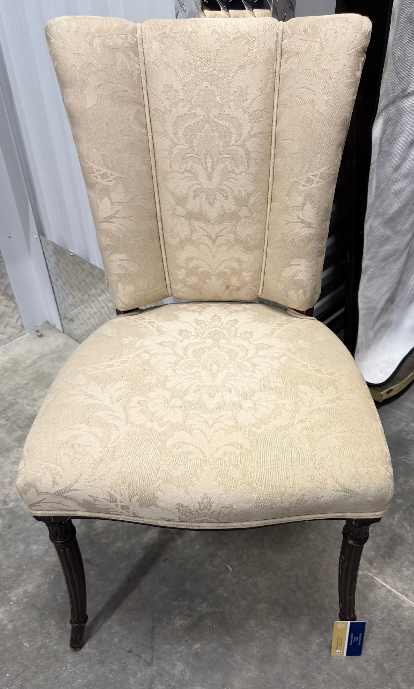 Cream Damask Upholstered Side Chair - 3
