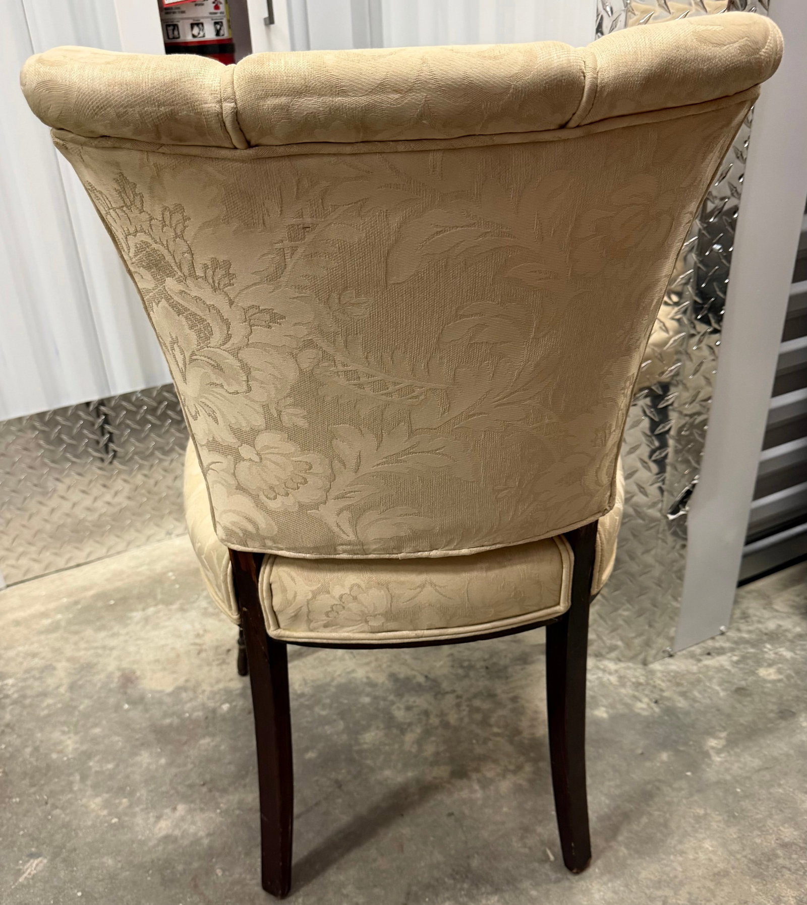 Cream Damask Upholstered Side Chair - 4
