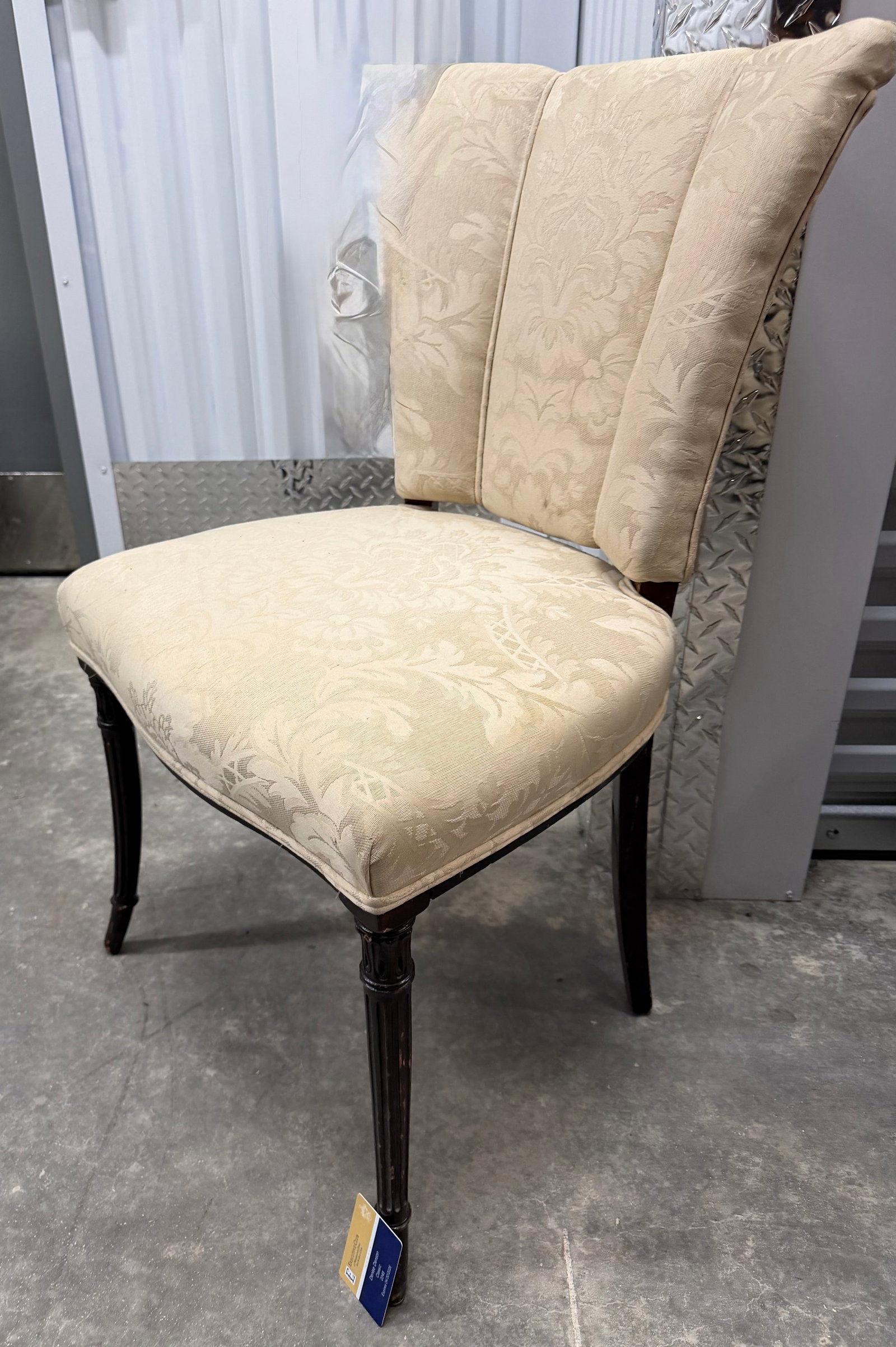 Cream Damask Upholstered Side Chair - 5