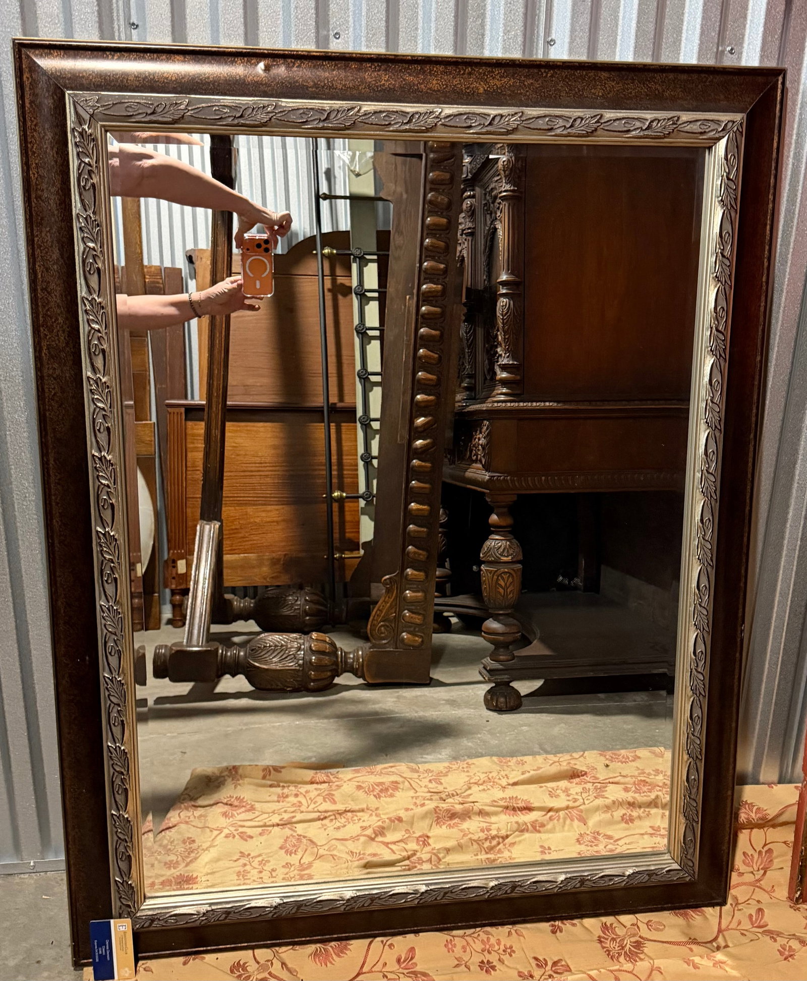 Ornate Gold and Bronze Tone Wall Mirror - 2