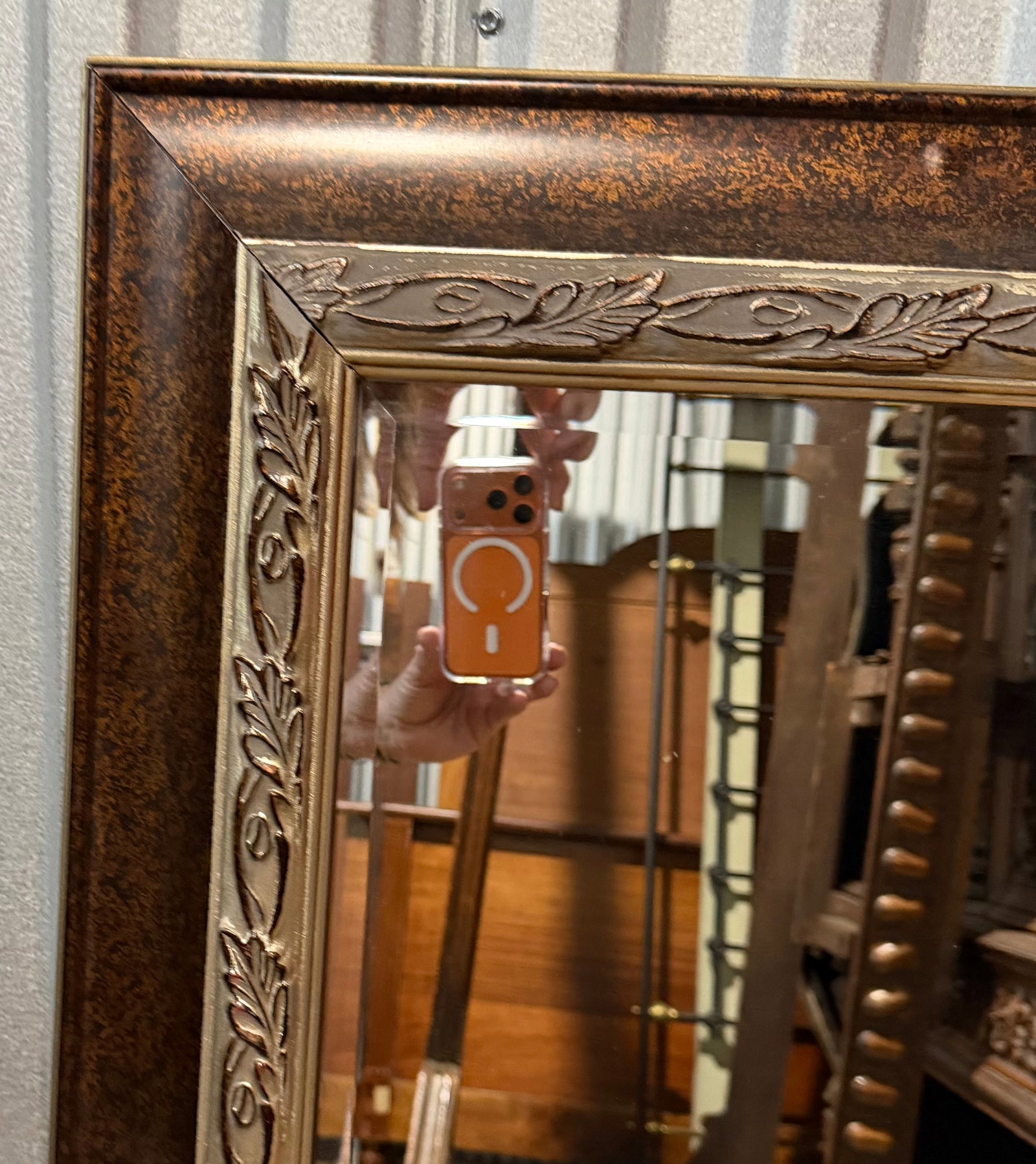 Ornate Gold and Bronze Tone Wall Mirror - 4