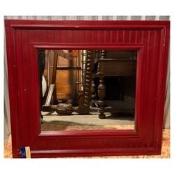 Red Beadboard Framed Wall Mirror (1 of 4)