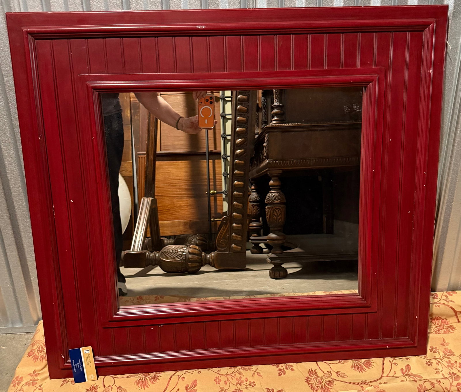 Red Beadboard Framed Wall Mirror - 3