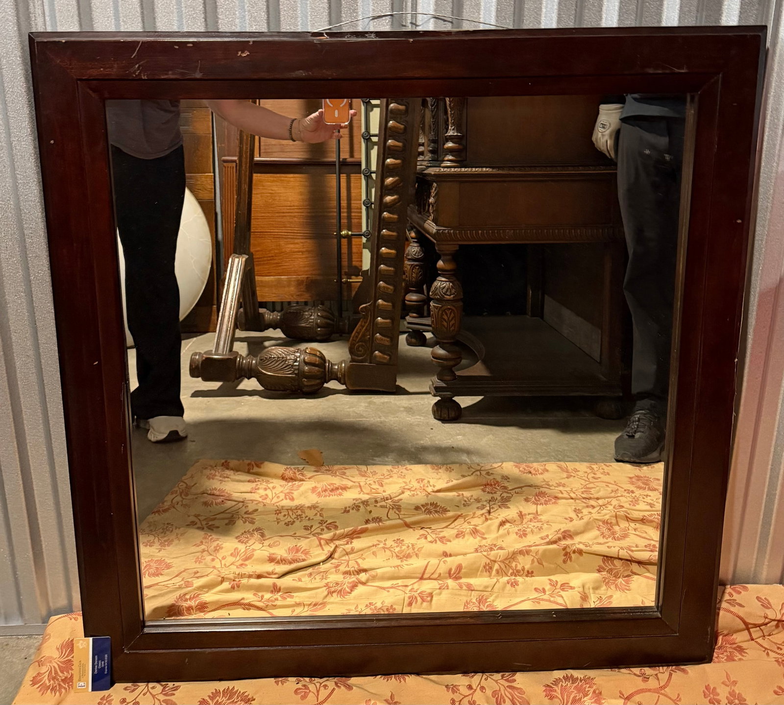Large Rectangular Wooden Framed Mirror - 2
