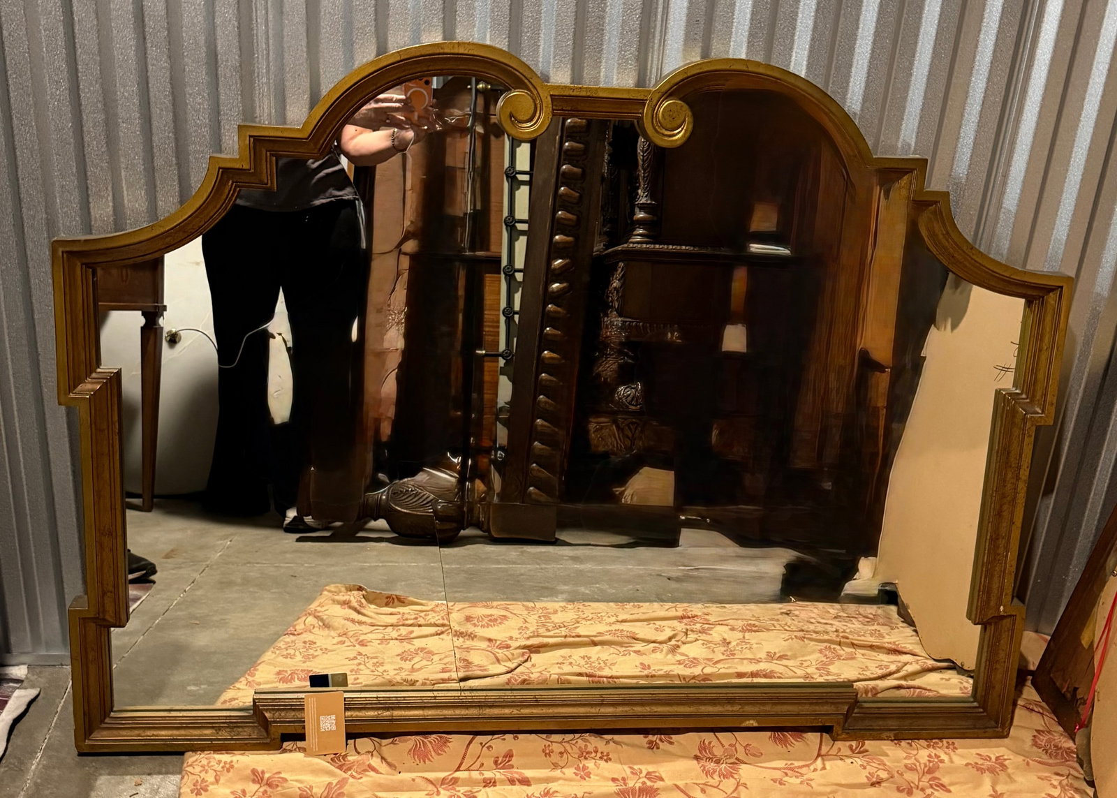Hollywood Regency Style Gold Gilt Mirrored Headboard - 4