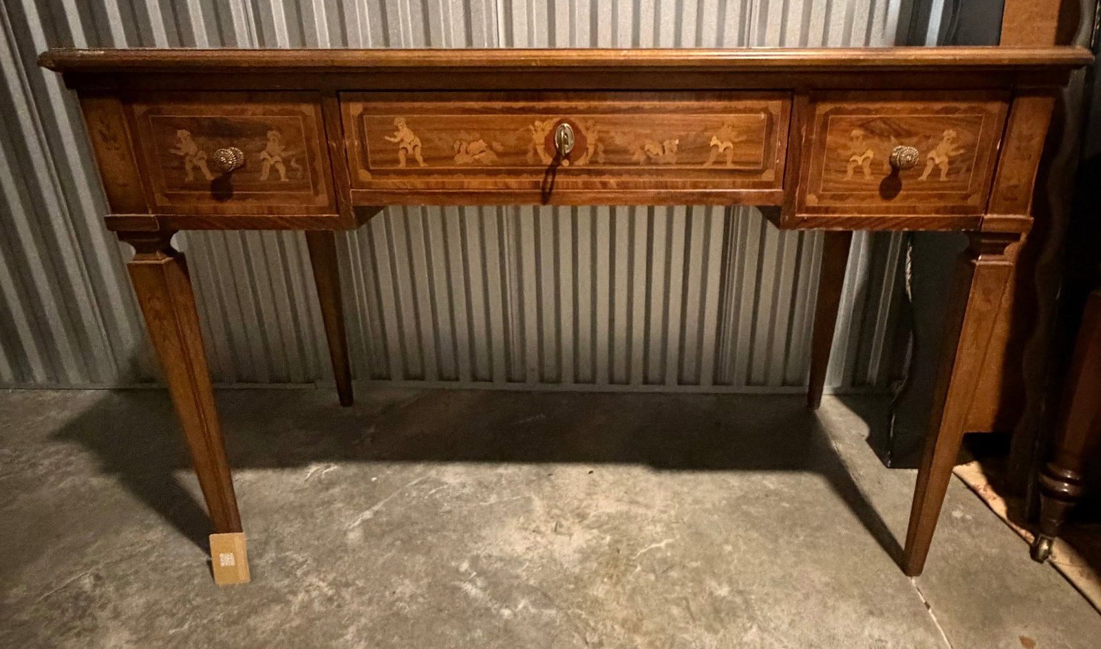 Regency Style Mahogany Writing Desk with Tooled Leather Top - 2