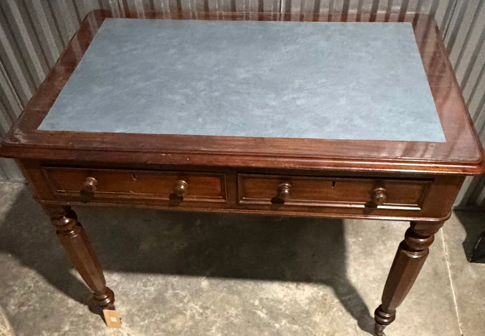 Regency Style Mahogany Writing Desk with Tooled Leather Top - 6