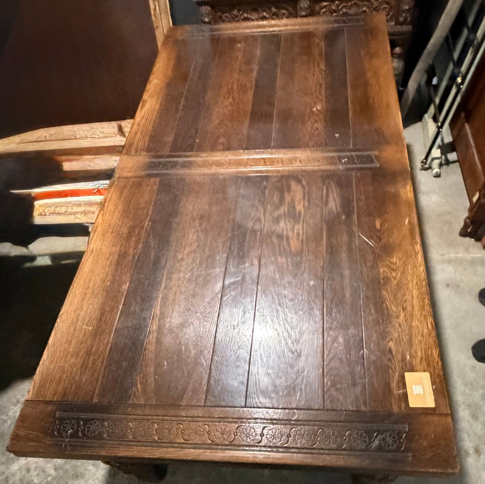 Carved Oak Refectory Dining Table - 2
