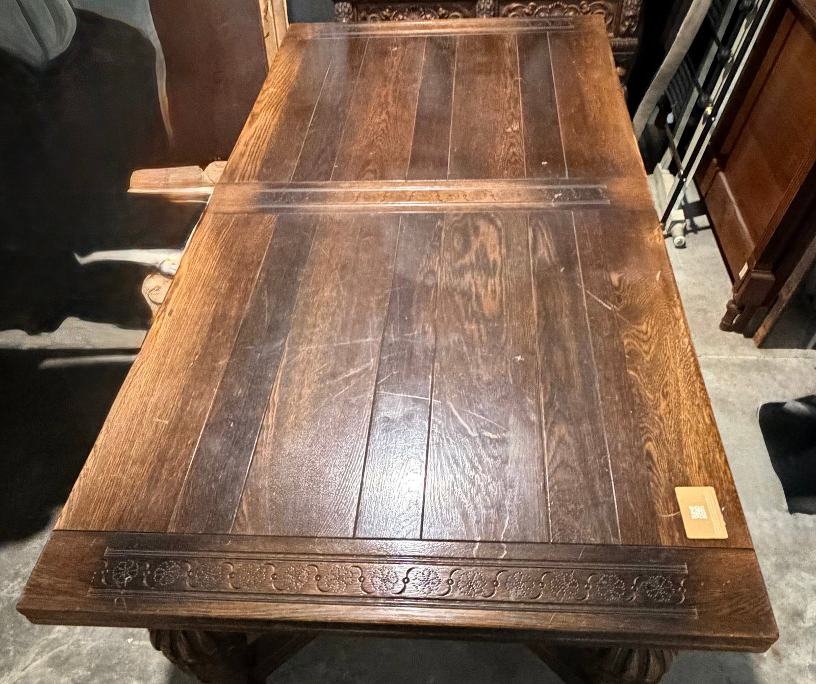 Carved Oak Refectory Dining Table - 3