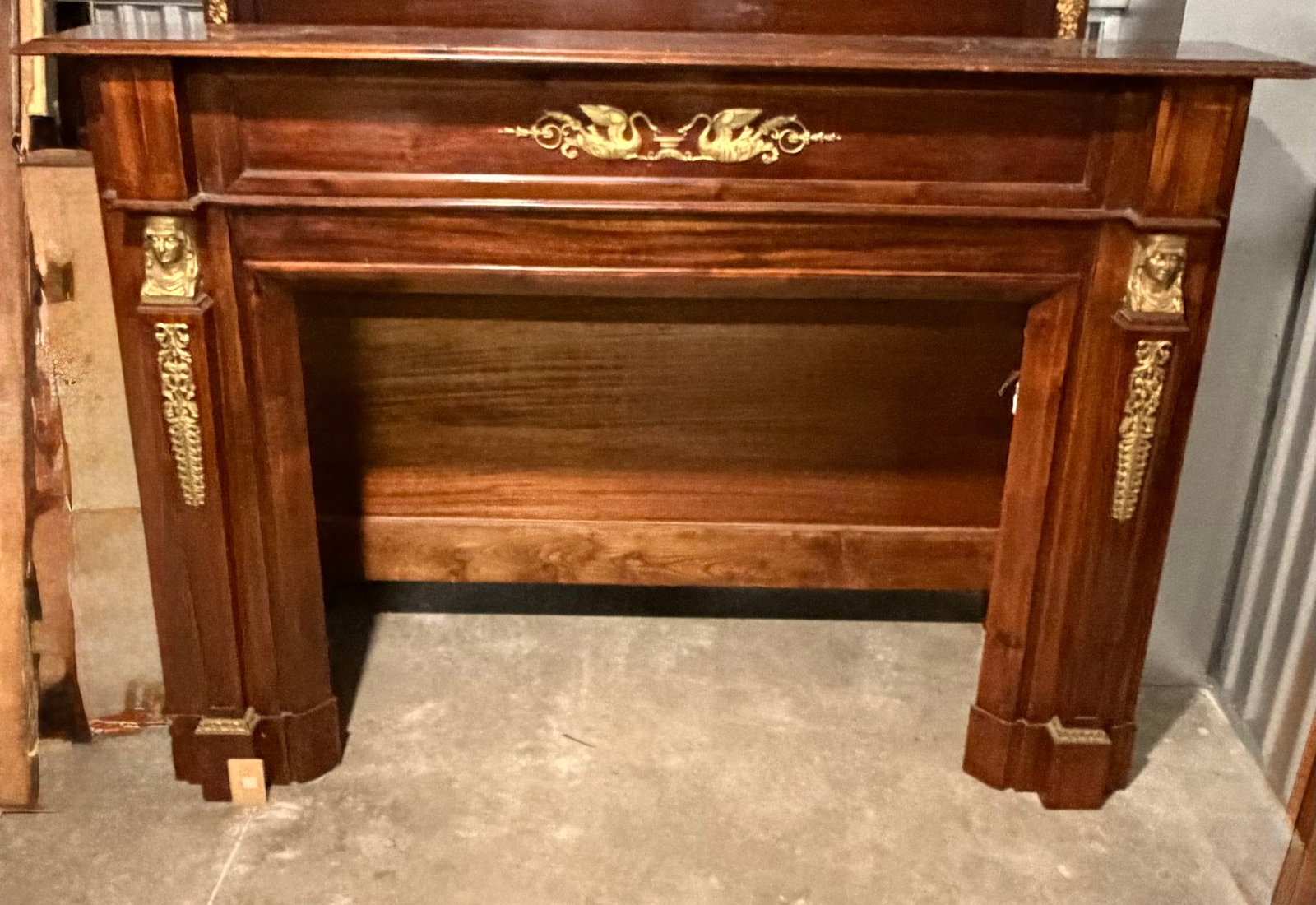 French Empire Style Mahogany and Gilt Bronze Fireplace Mantel - 2