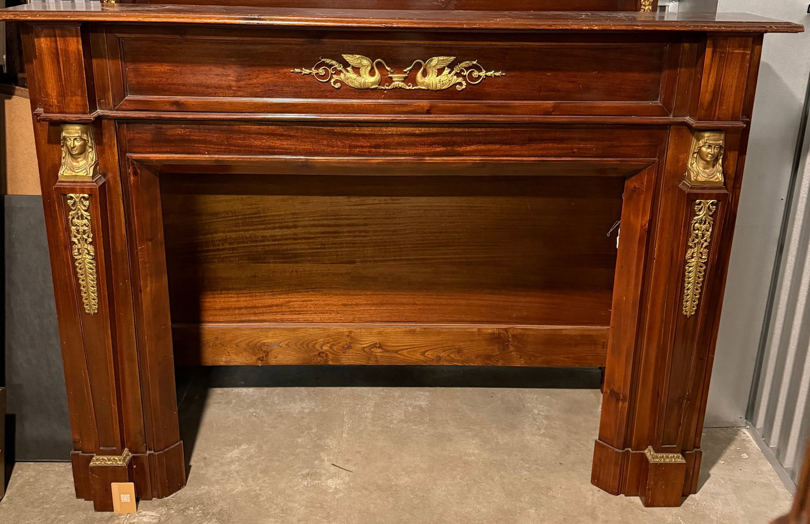 French Empire Style Mahogany and Gilt Bronze Fireplace Mantel - 3